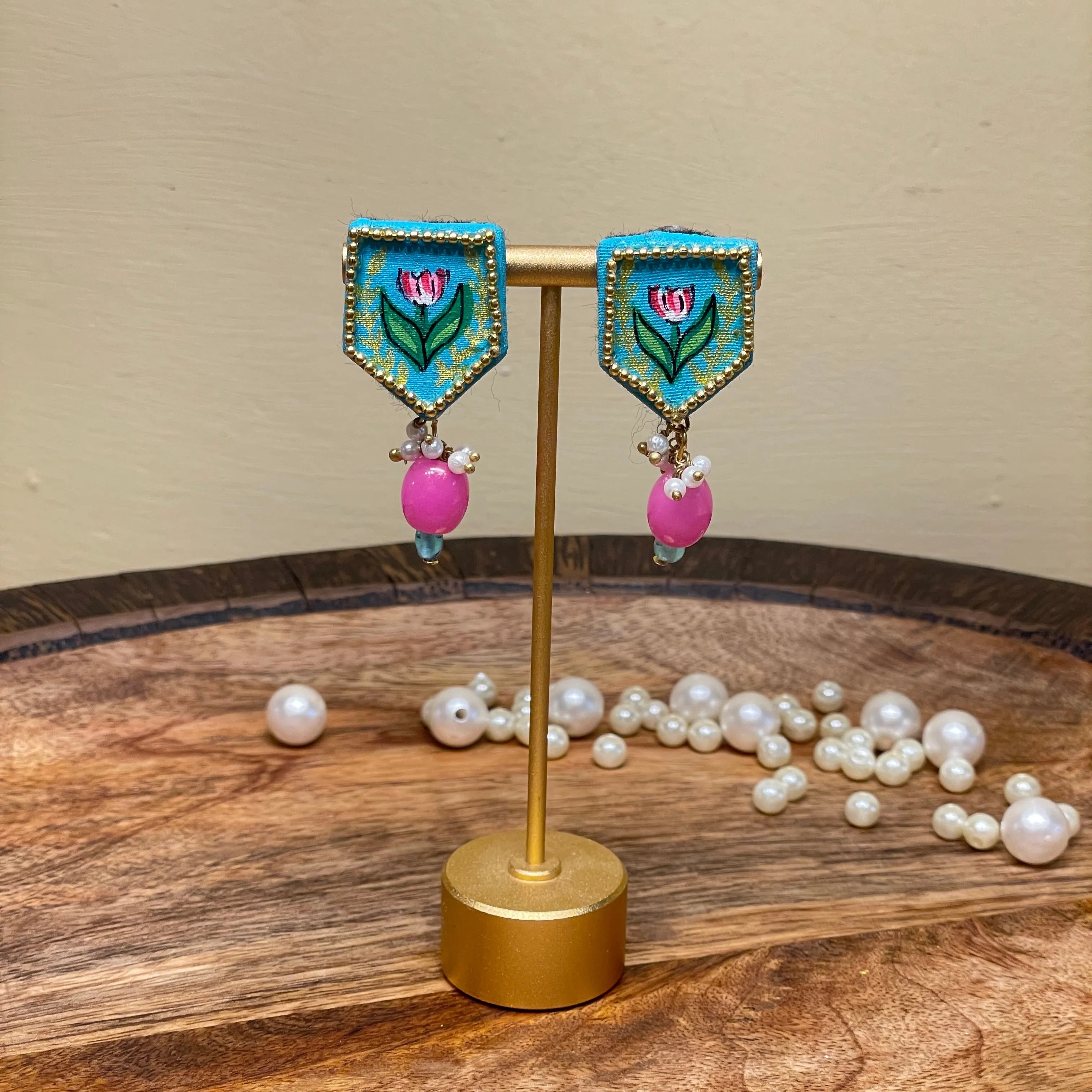 Penta Mini Classic Blue Handmade Stud (Earrings) HP-ER- - KHOJ.CITY