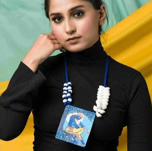 Devesh Brij Ke Kanha Traditional Multi Color Hand Painted (Necklace) HP-NP-013 - KHOJ.CITY