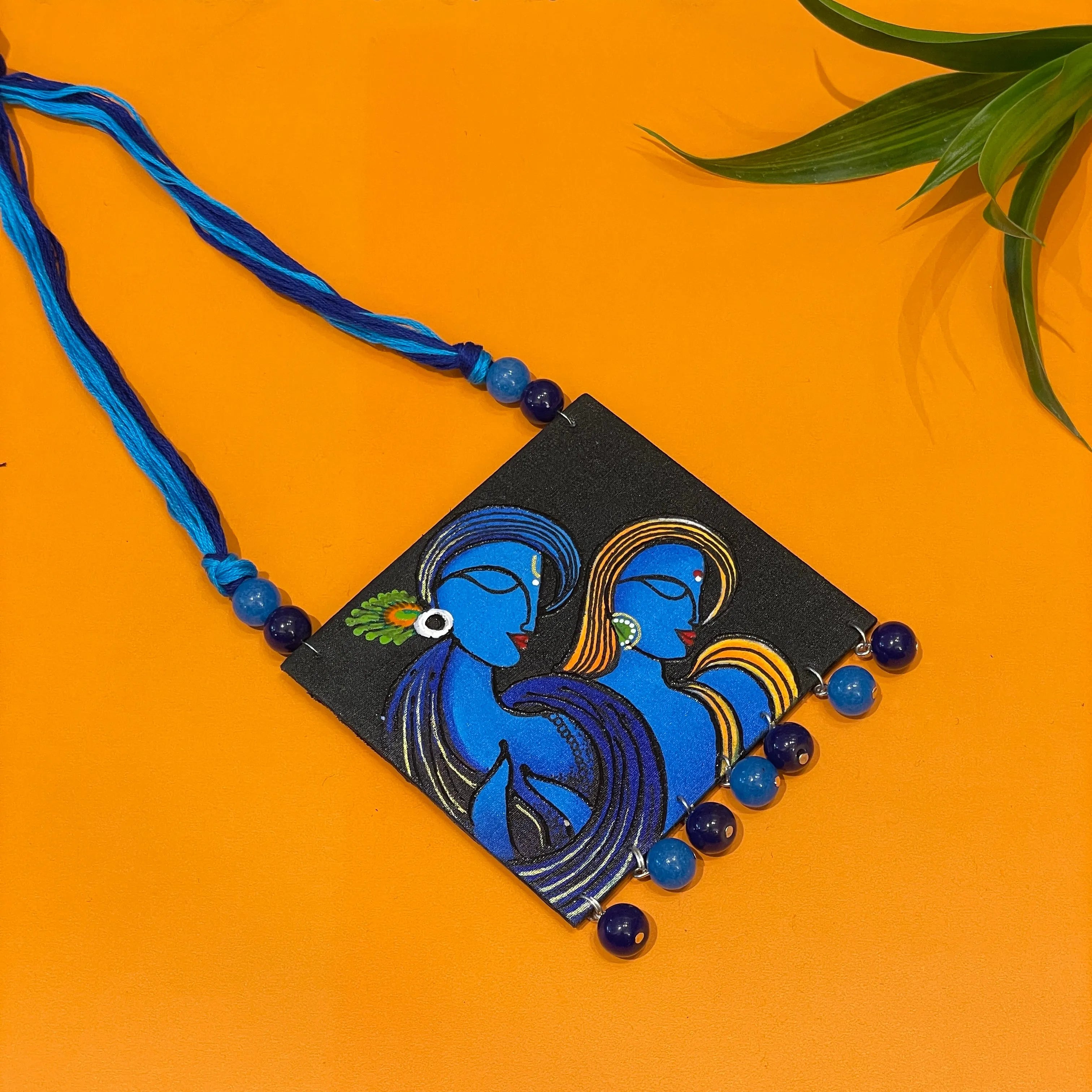Neelesh Brij Ke Kanha Traditional Multi Color Hand Painted (Necklace) HP-NP-015 - KHOJ.CITY