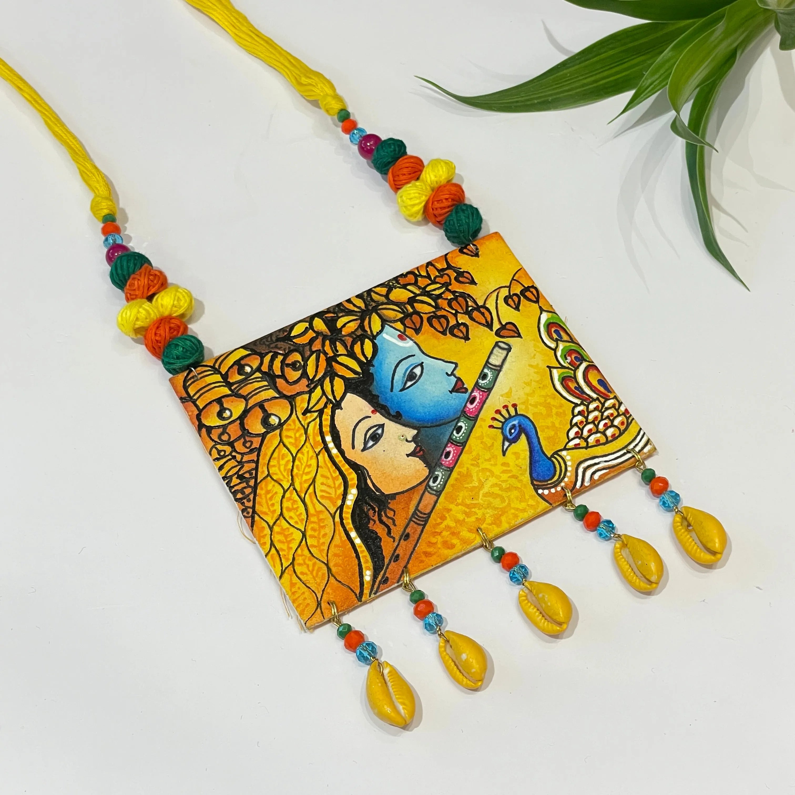 Mayuresh Brij Ke Kanha Traditional Multi Color Hand Painted (Necklace) HP-NP-016 - KHOJ.CITY