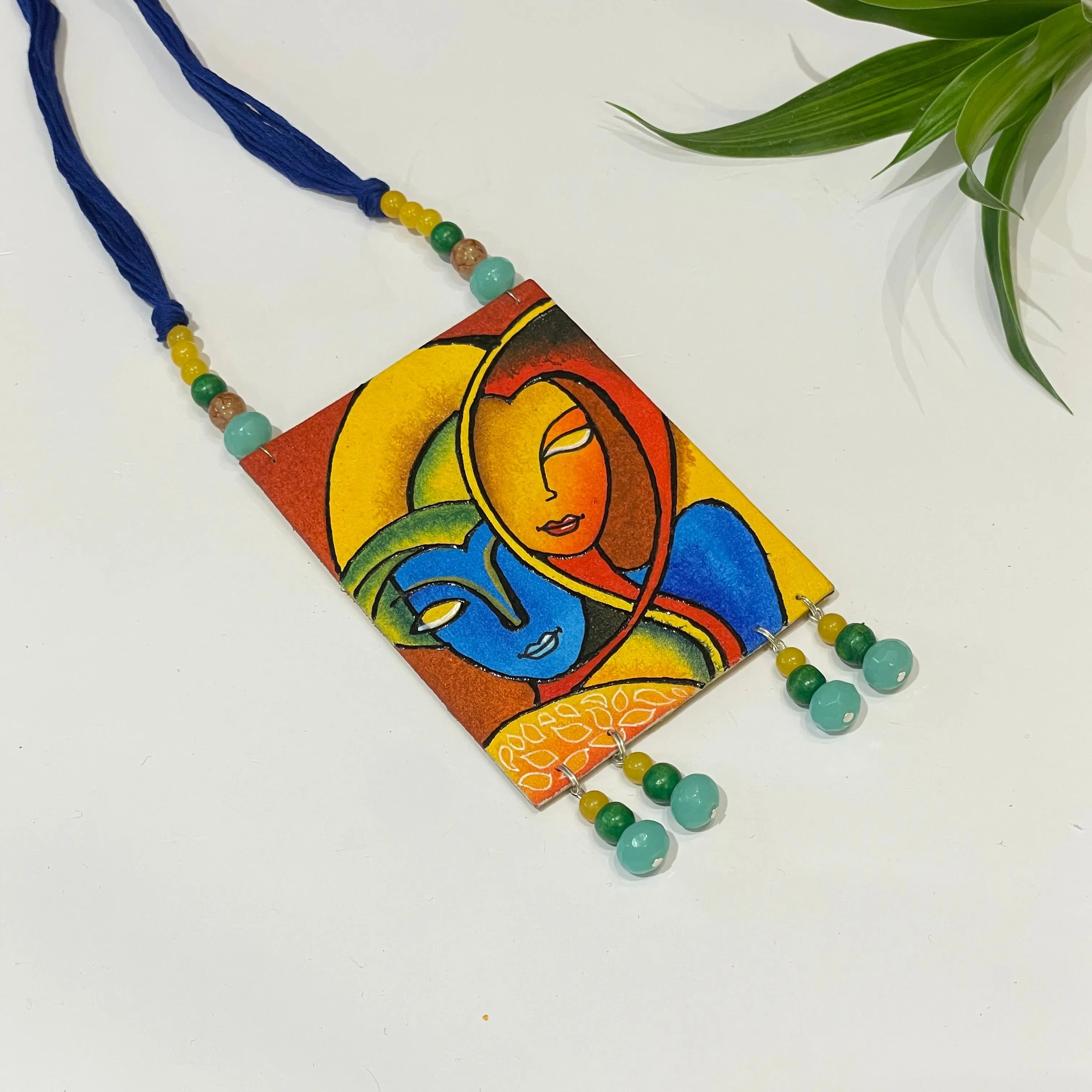 Modern Brij Ke Kanha Traditional Multi Color Hand Painted (Necklace) HP-NP-018 - KHOJ.CITY