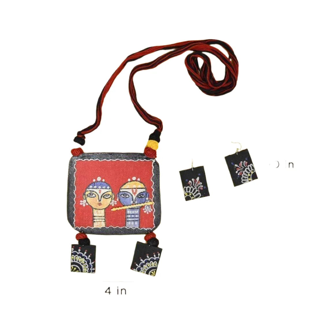 Divine Brij Ke Kanha Traditional Multi Color Hand Painted (Necklace Set) HP-NP-011 - KHOJ.CITY