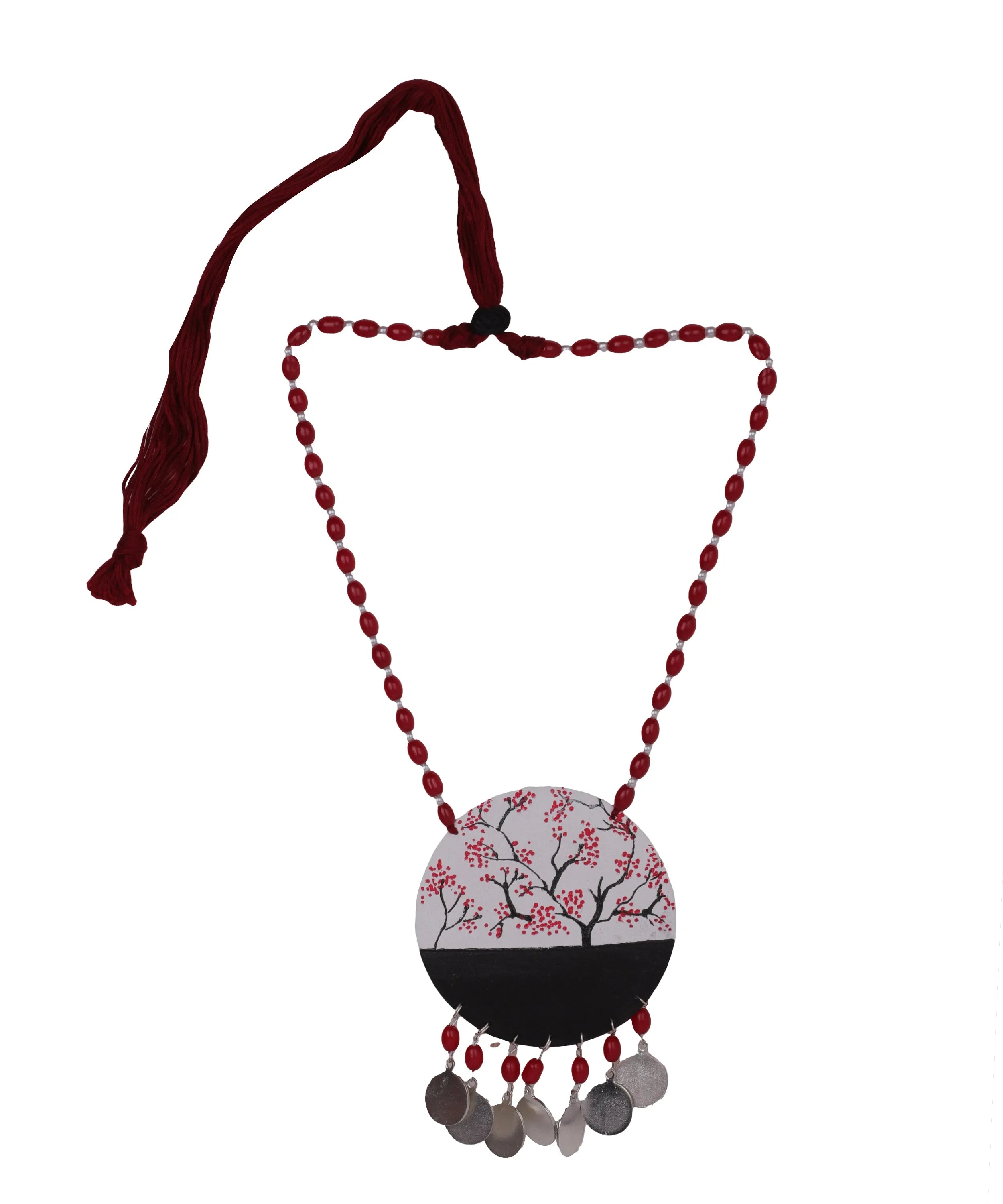 Cerise Sakura Traditional Multi Color Hand Painted (Necklace) HP-NP-022 - KHOJ.CITY