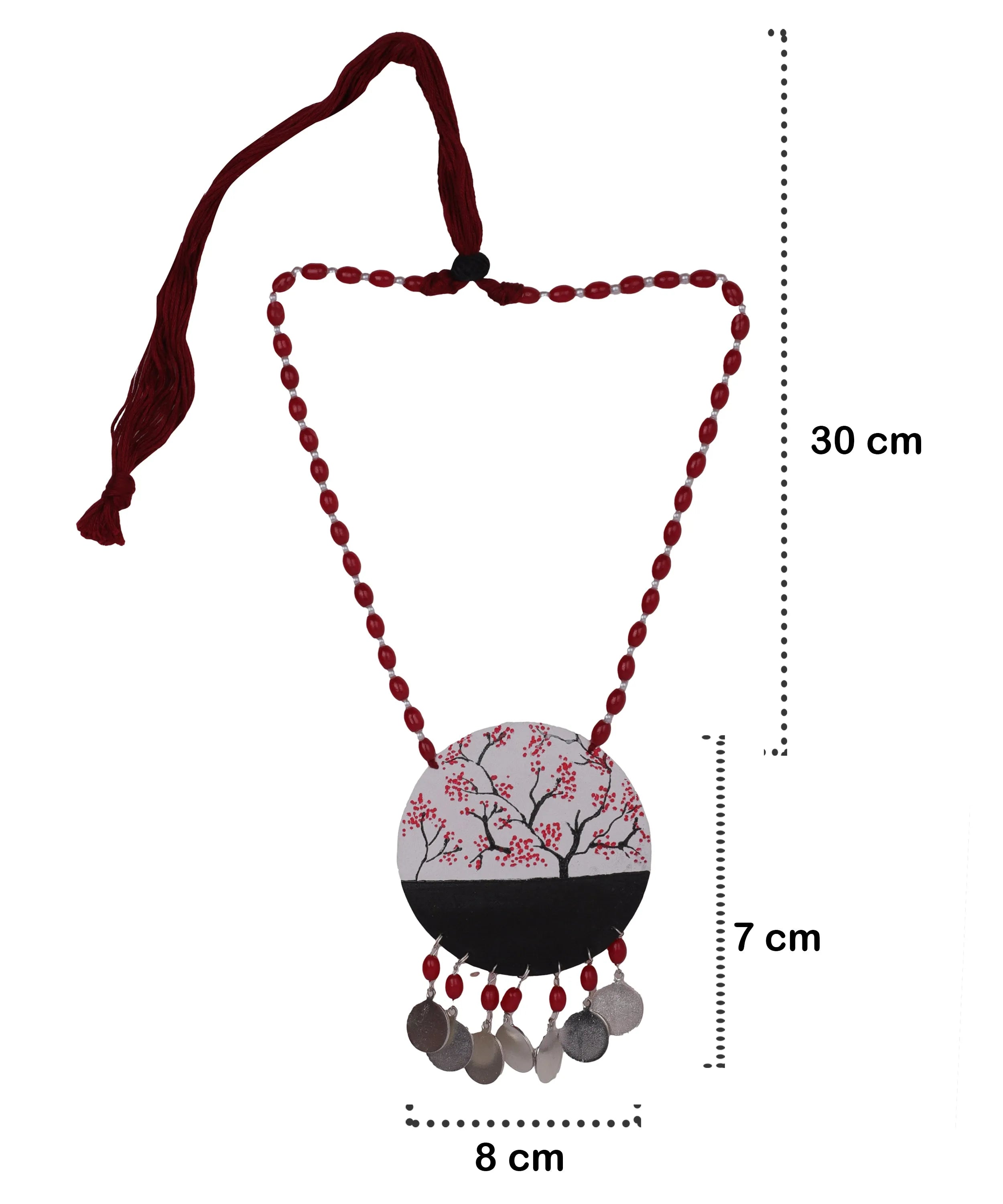 Cerise Sakura Traditional Multi Color Hand Painted (Necklace) HP-NP-022 - KHOJ.CITY