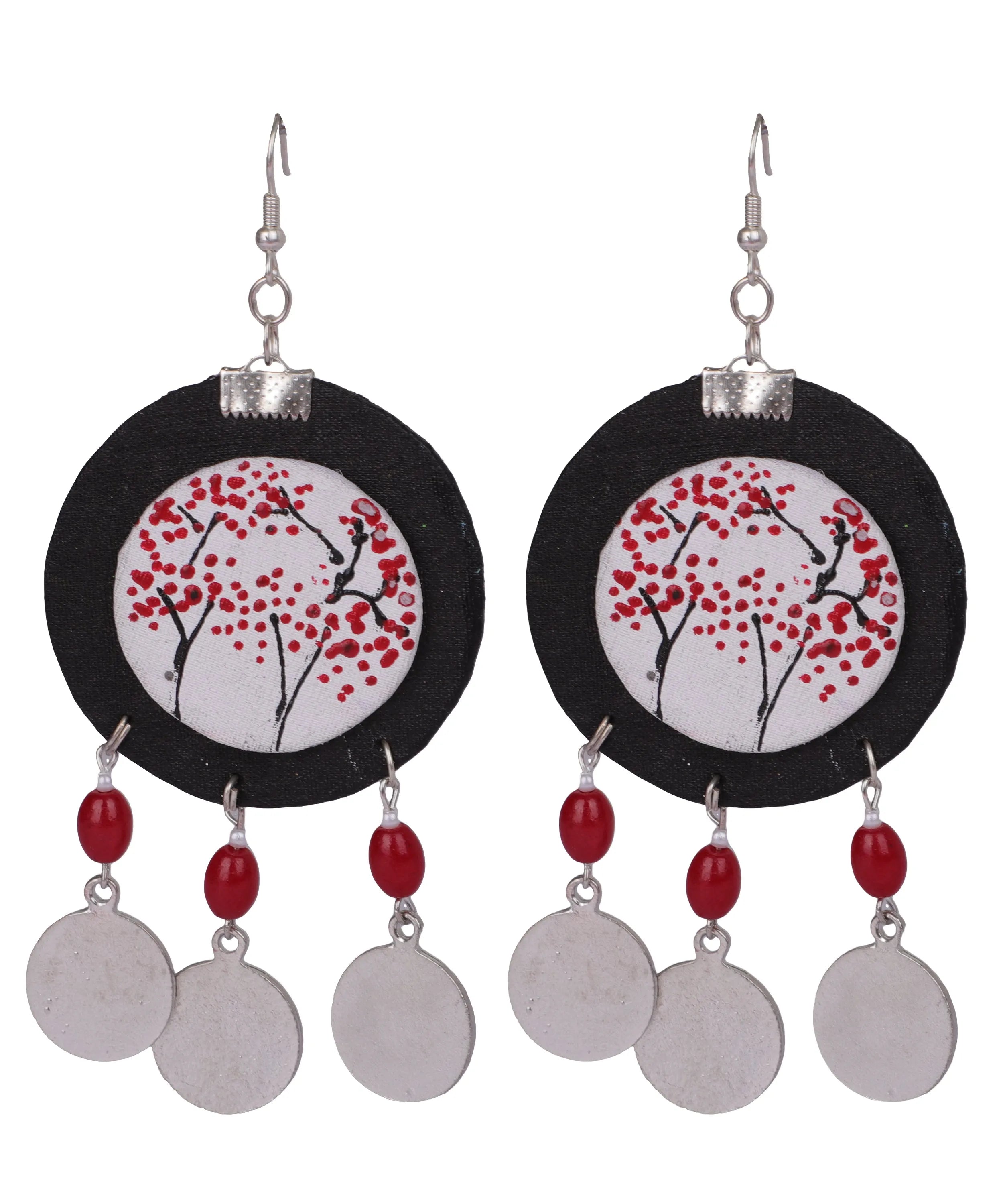 Cerise Sakura Traditional Multi Color Hand Painted Drop (Earrings) HP-ER-038 - KHOJ.CITY