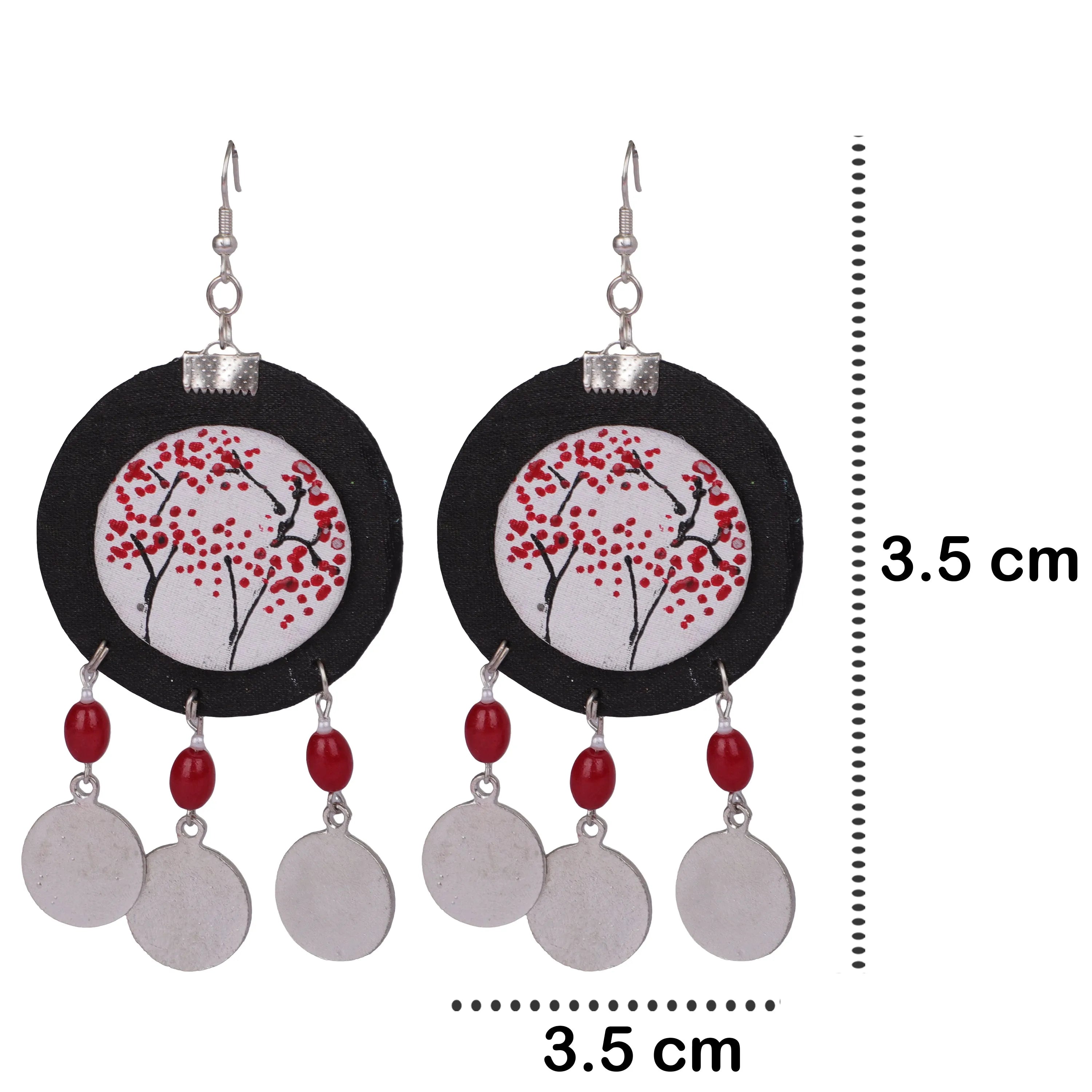 Cerise Sakura Traditional Multi Color Hand Painted Drop (Earrings) HP-ER-038 - KHOJ.CITY