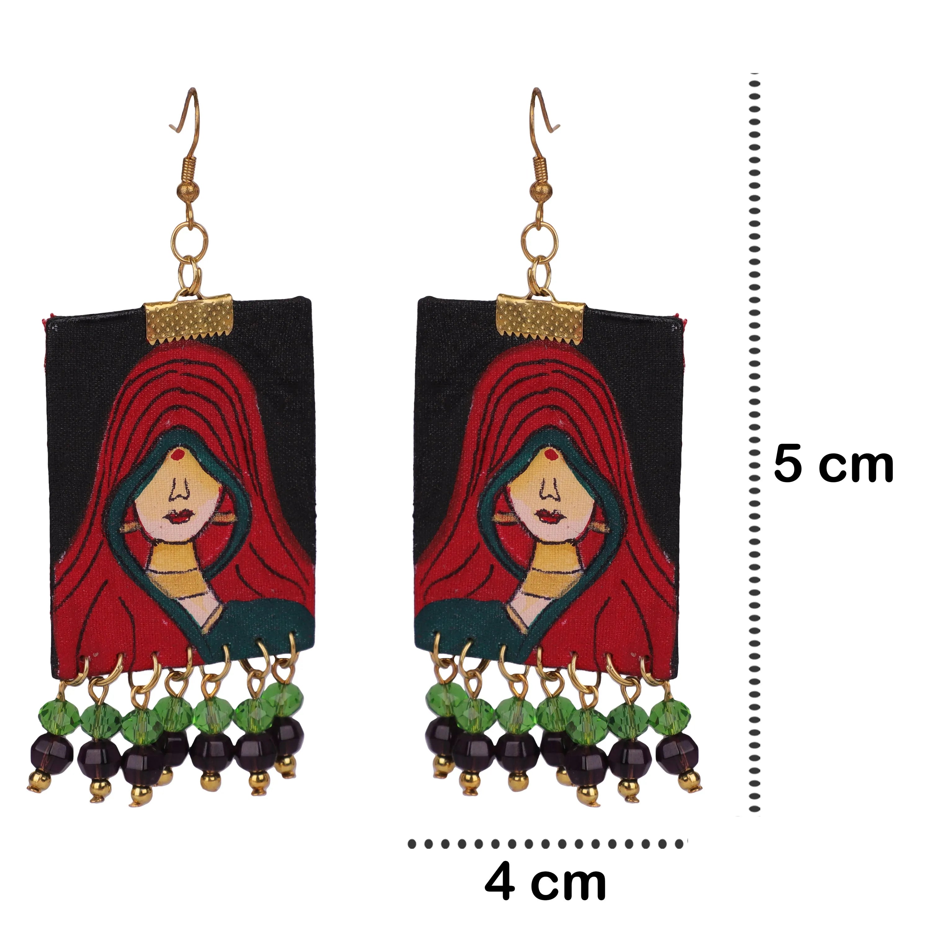 Classic Ghunghat Traditional Multi Color Hand Painted Drop (Earrings) HP-ER-042 - KHOJ.CITY