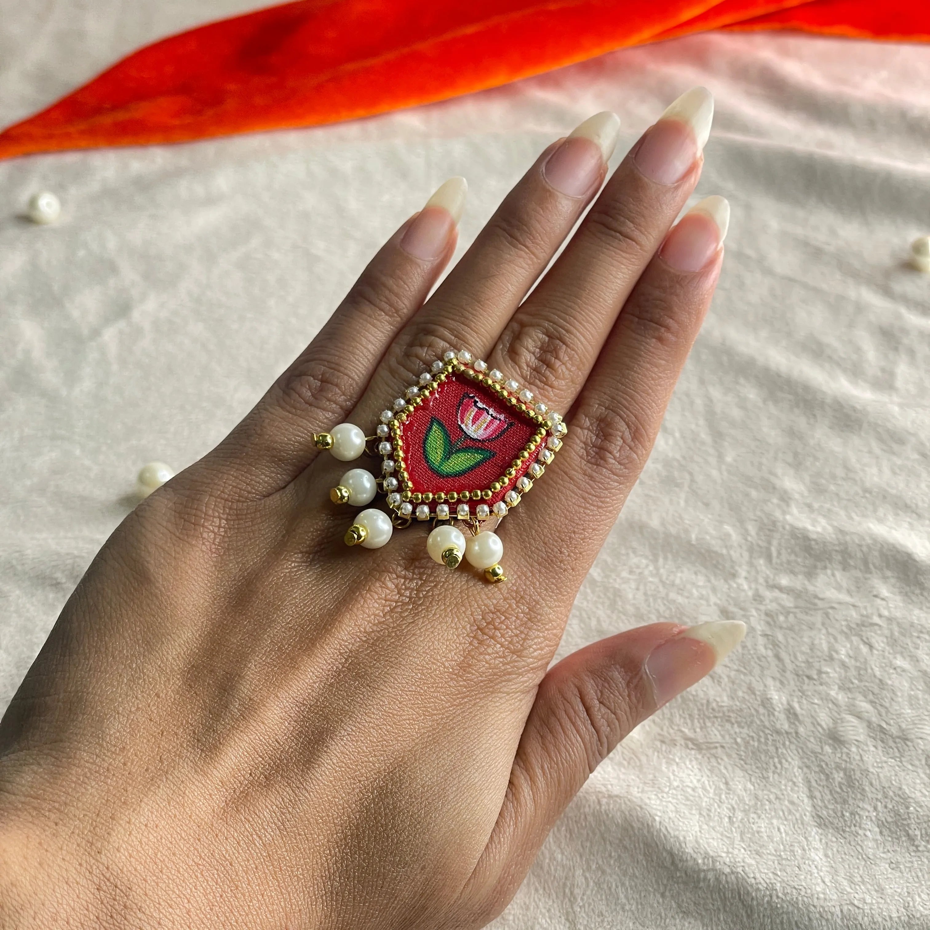 Adhira Classic Multi Color Hand Painted (Ring) HP-RG-019 - KHOJ.CITY