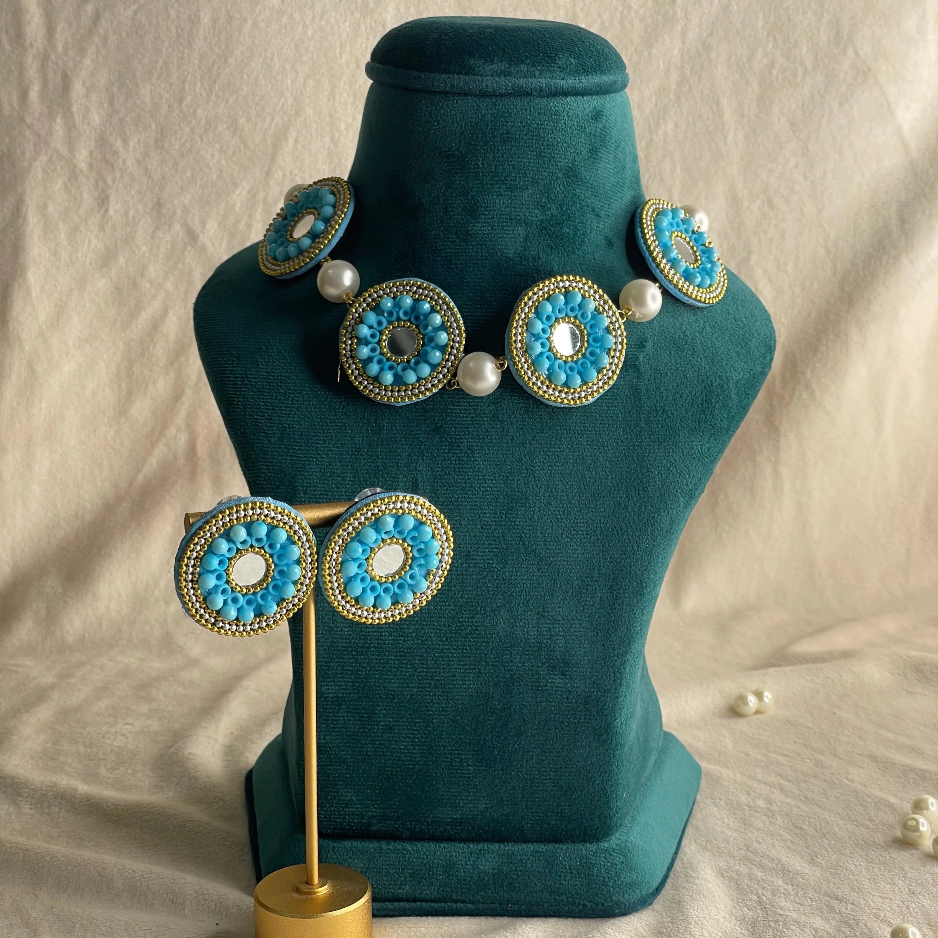 Navy Classic Multi Color Handmade (Choker Set) - 221 - KHOJ.CITY