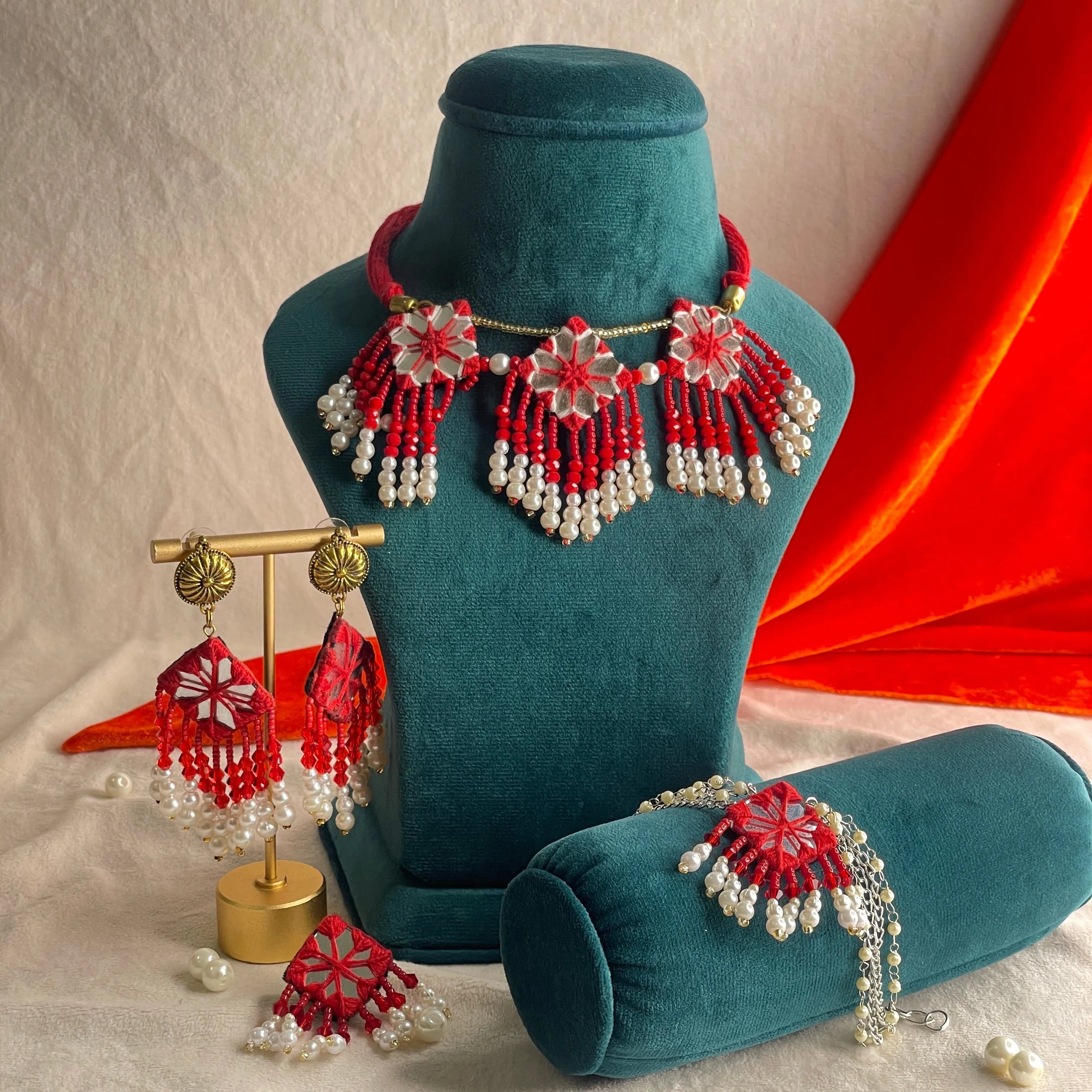 Raani Mirror Traditional Multi Color Handmade Bridal Jewelry (Shaadi Set) -010 - KHOJ.CITY