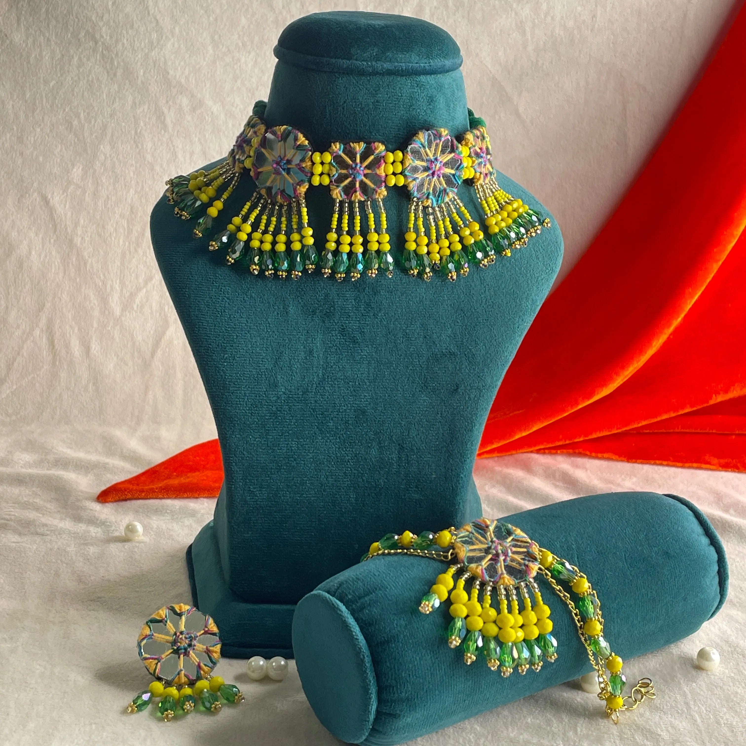 Arian Classic Multi Color Handmade Bridal Jewelry (Shaadi Set) -011 - KHOJ.CITY