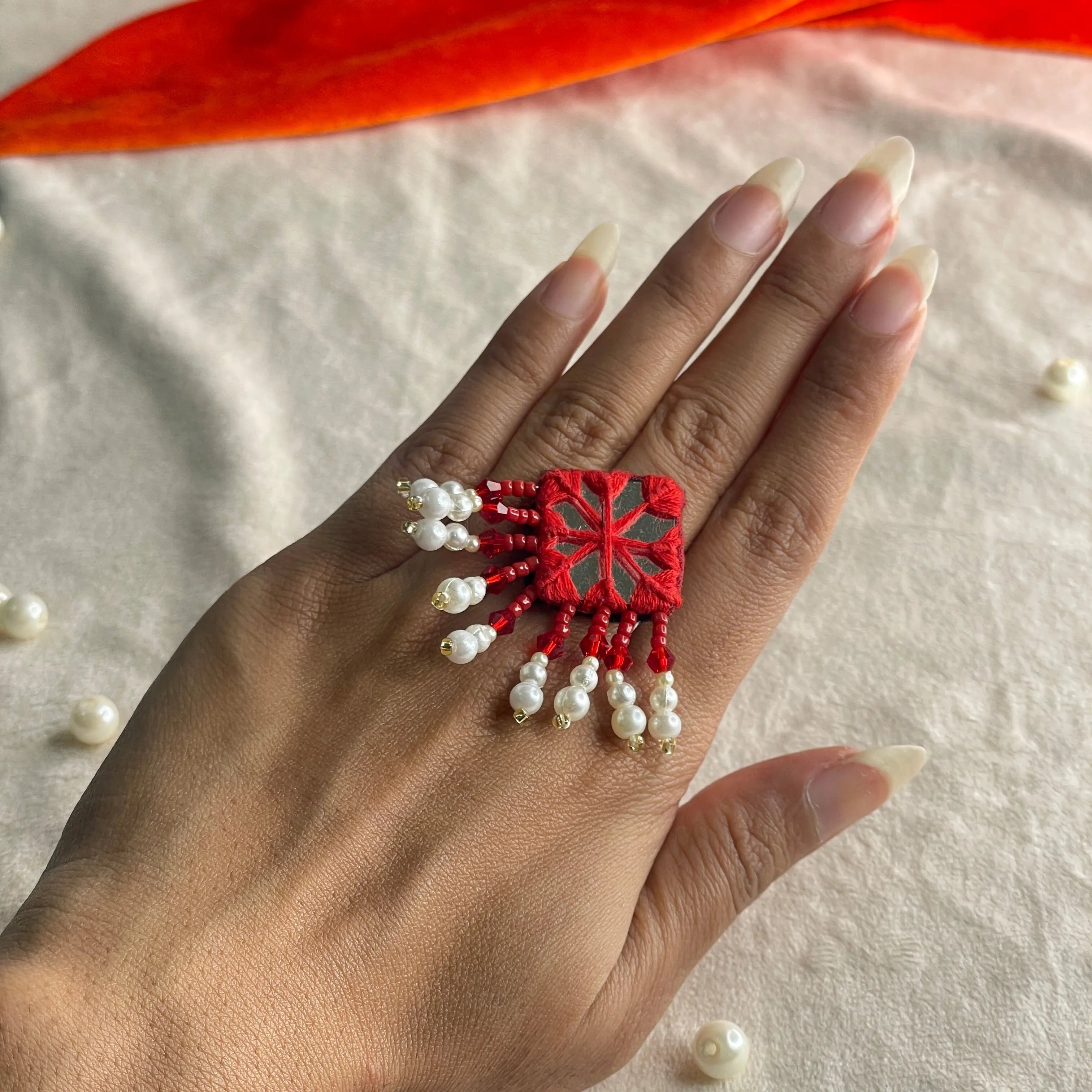 Raani Mirror Traditional Multi Color Handmade (Ring) HM-RG-010 - KHOJ.CITY