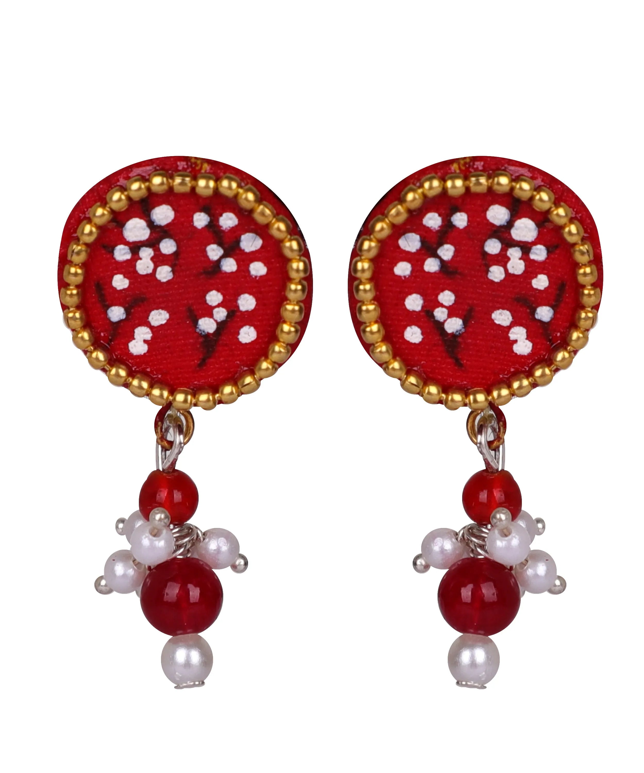 Coin Mini Classic Red Hand Painted Stud (Earrings) HP-ER-213 - KHOJ.CITY