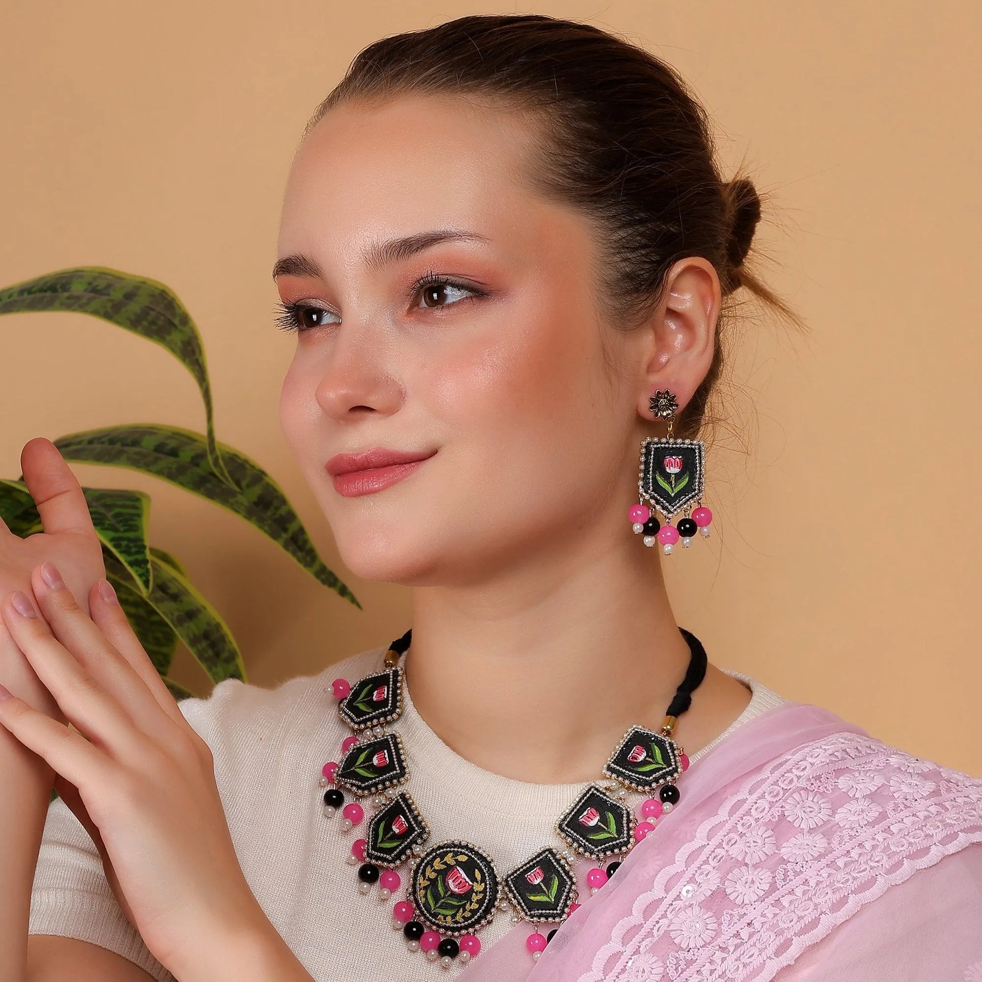 Corsen Traditional Multi Color Hand Painted Drop (Choker Set) HP-NP-181 - KHOJ.CITY