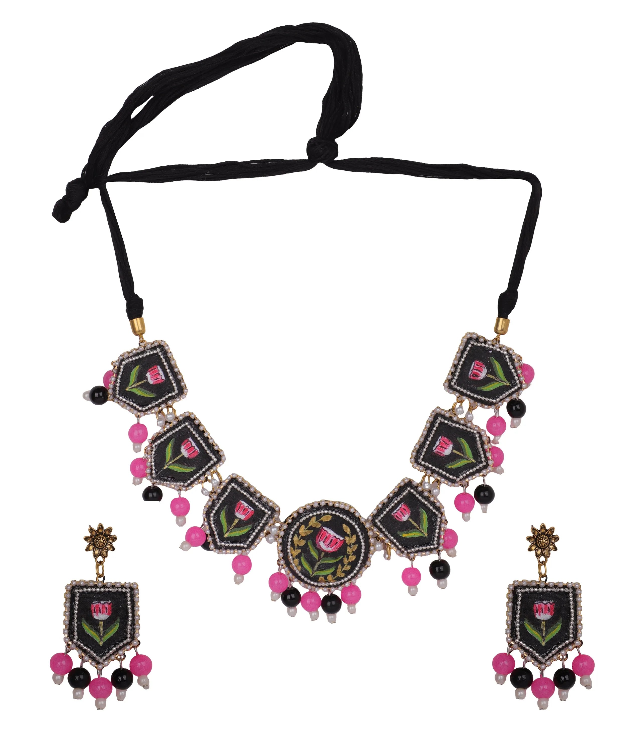 Corsen Traditional Multi Color Hand Painted Drop (Choker Set) HP-NP-181 - KHOJ.CITY