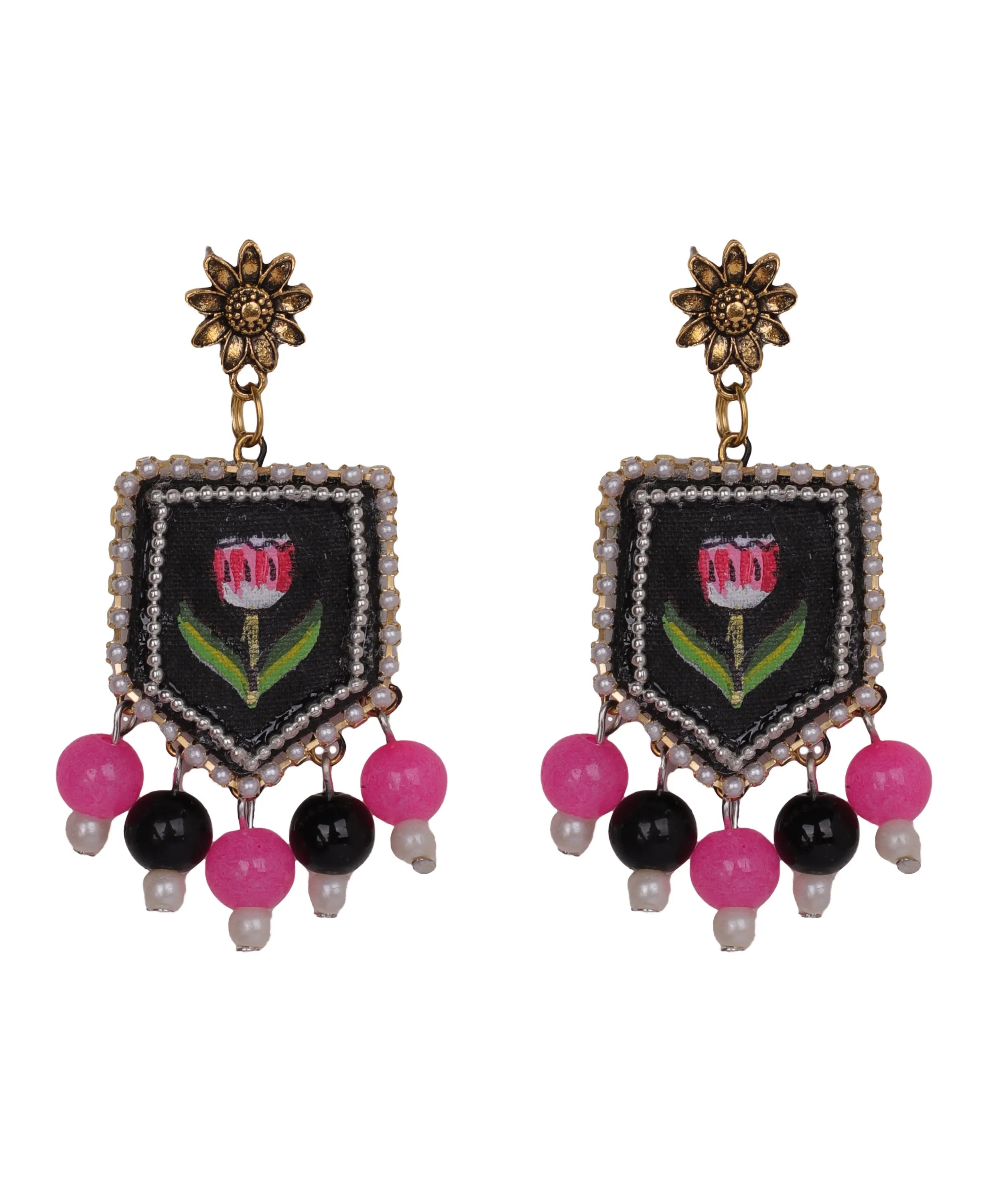 Corsen Traditional Multi Color Hand Painted Drop (Earrings) HP-ER-044 - KHOJ.CITY