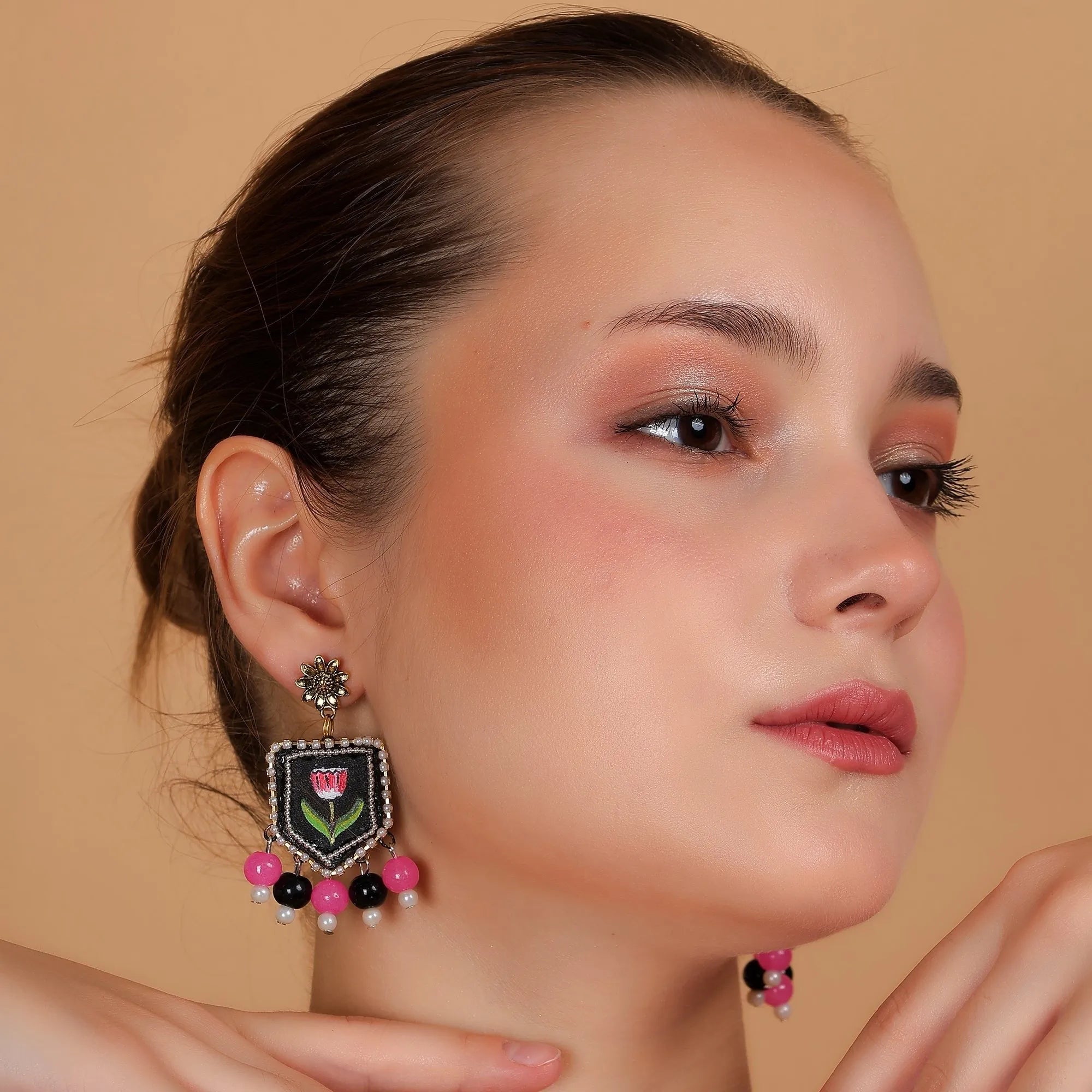 Corsen Traditional Multi Color Hand Painted Drop (Earrings) HP-ER-044 - KHOJ.CITY