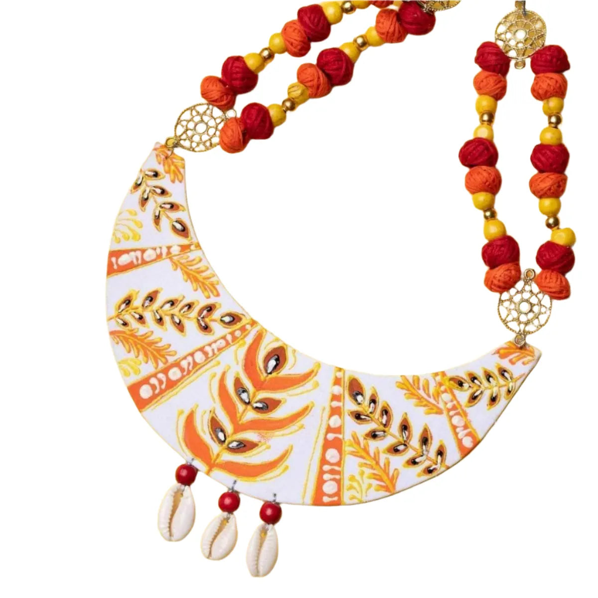 Crescent Glow Classic Multi Color Hand Painted (Necklace) HP-NP-029 - KHOJ.CITY