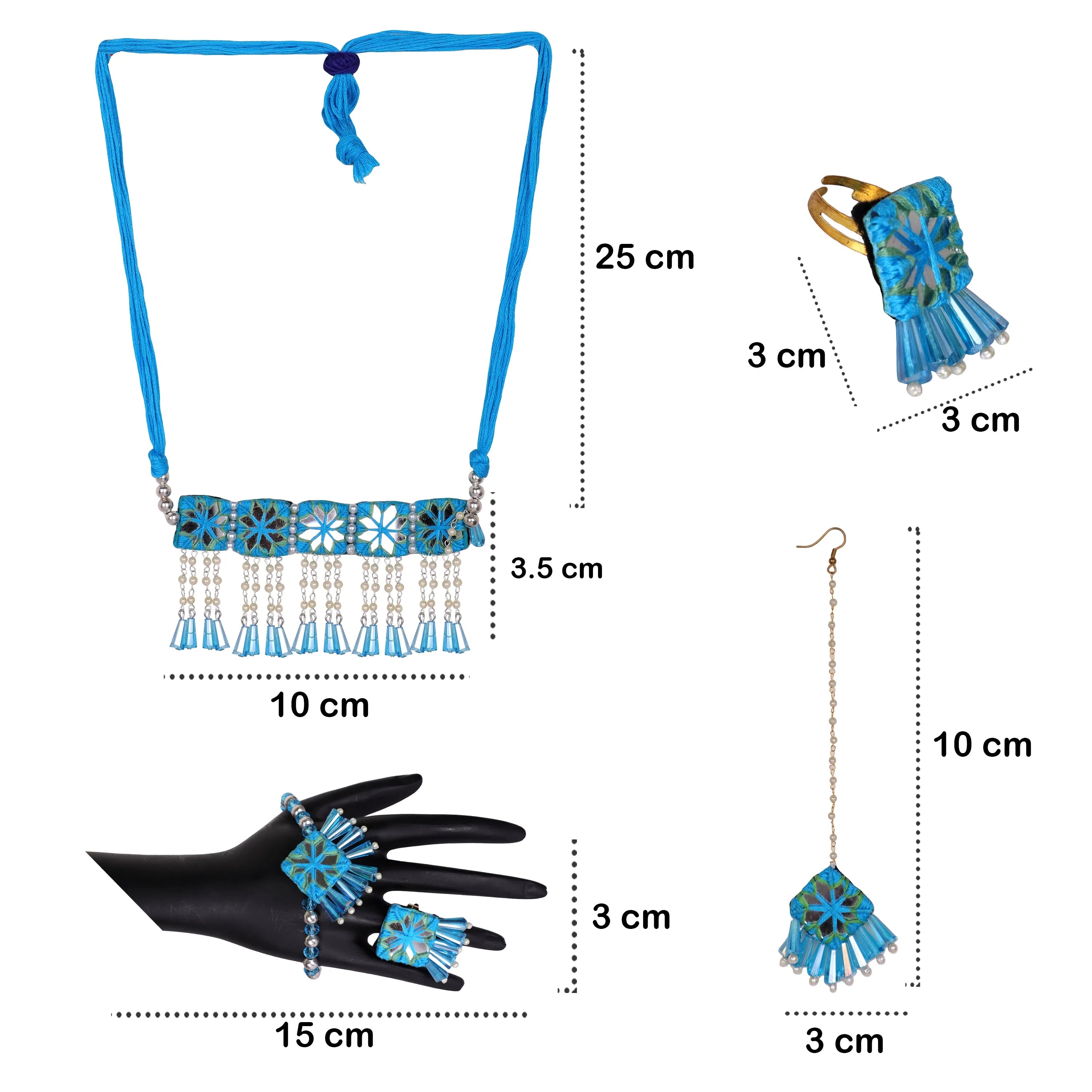 Denim Bloom Classic Multi Color Handmade Bridal Jewelry (Shaadi Set) -006 - KHOJ.CITY