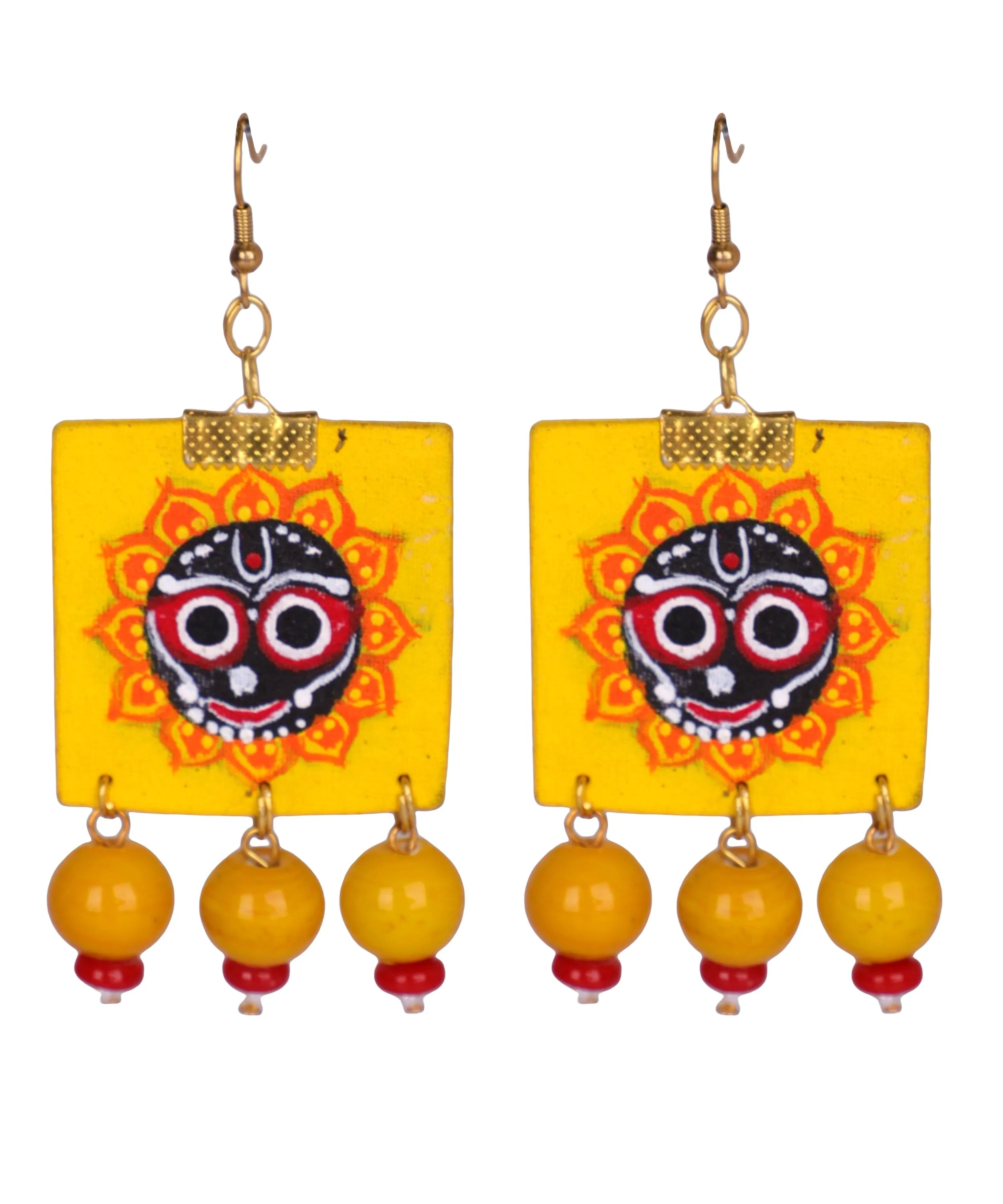 Deva Puri Jagannath Traditional Multi Color Hand Painted Drop (Earrings) HP-ER-159 - KHOJ.CITY