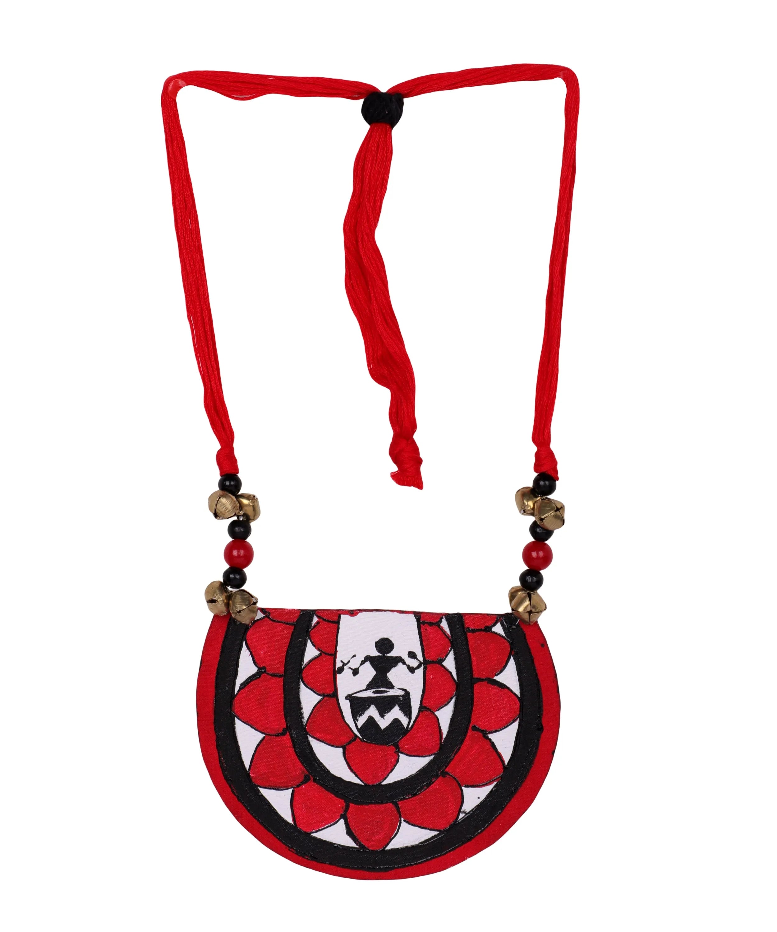Dhaaki Red Classic Hand Painted (Necklace Set) HP-NP-031 - KHOJ.CITY