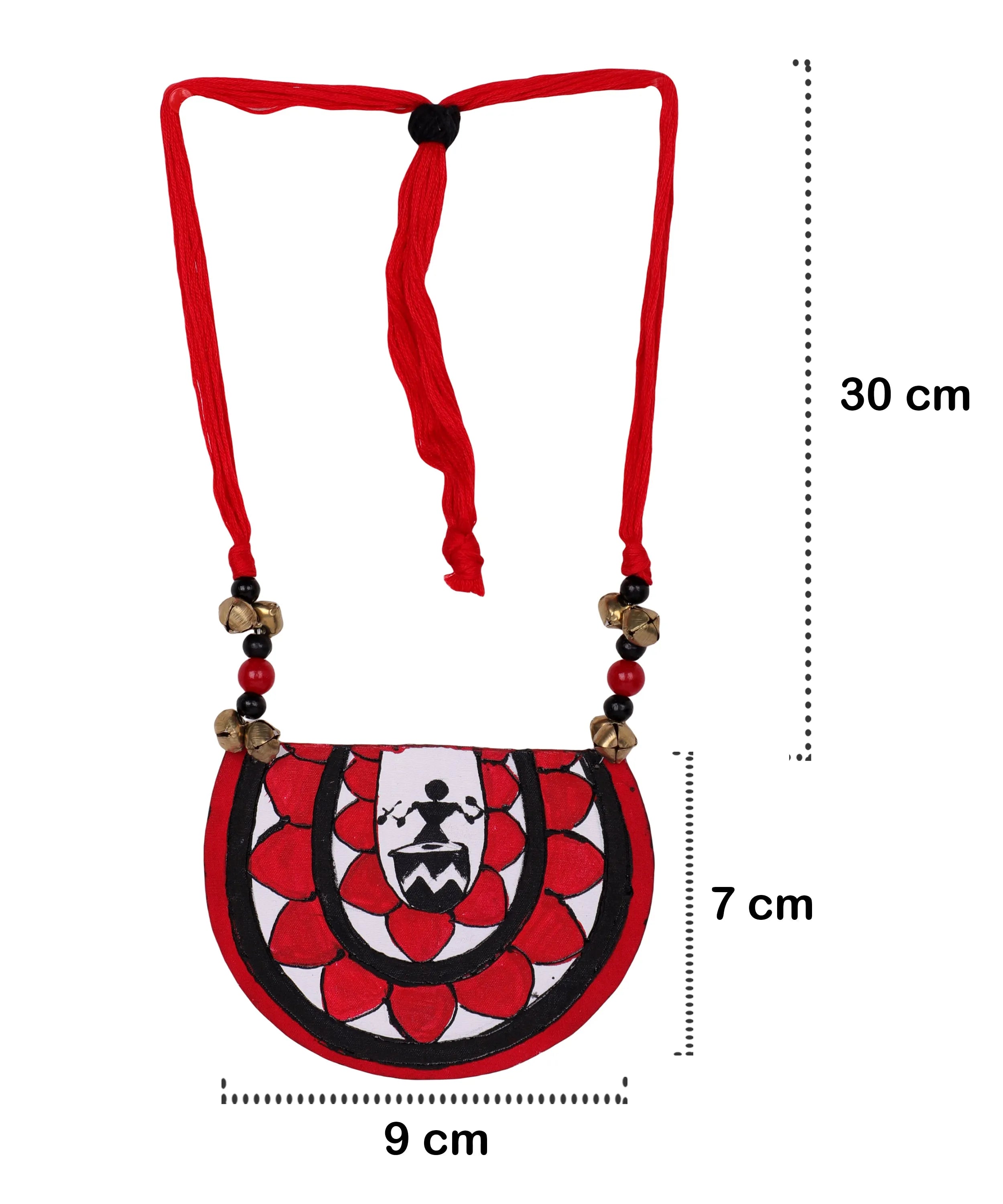 Dhaaki Red Classic Hand Painted (Necklace Set) HP-NP-031 - KHOJ.CITY