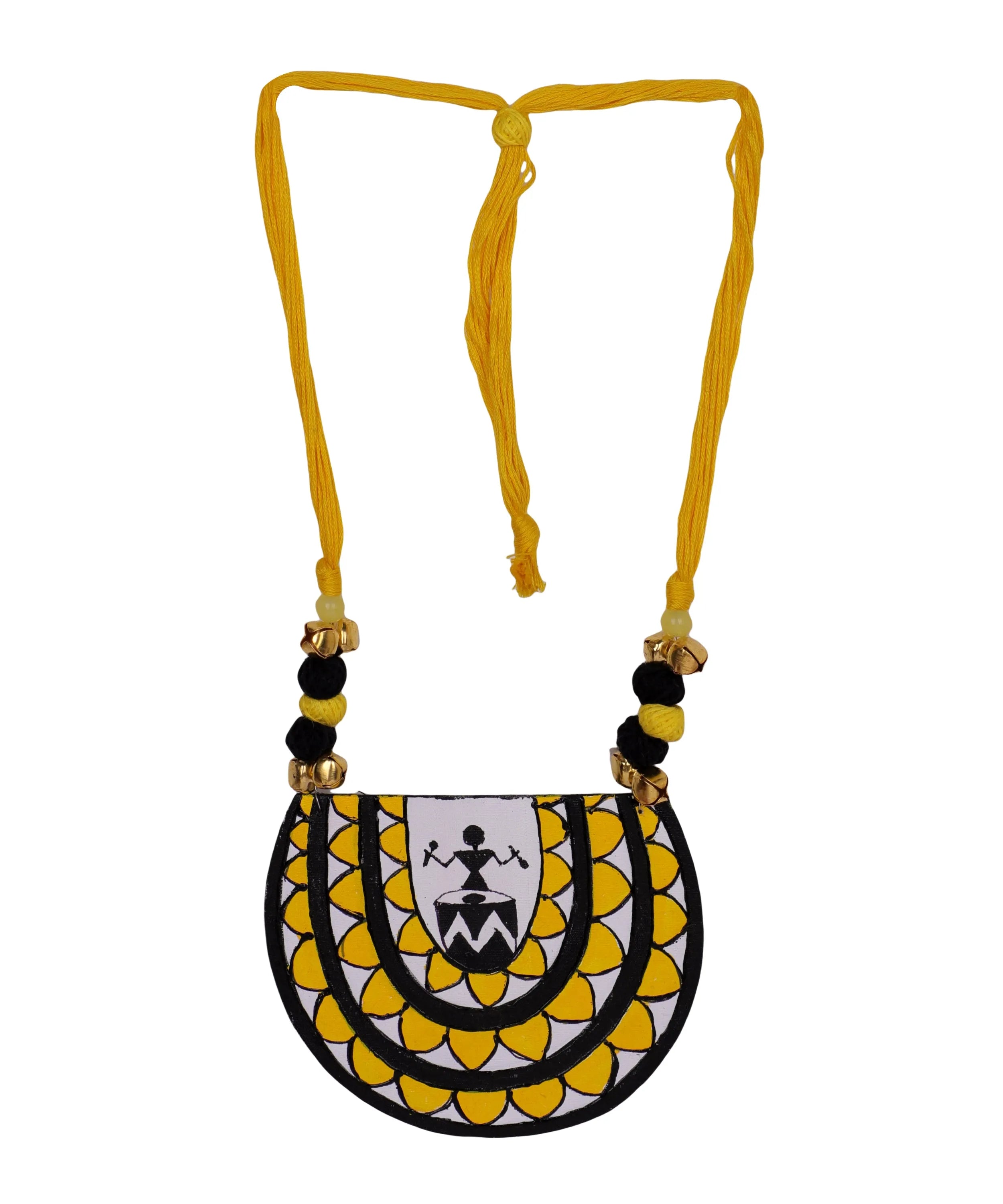 Dhaaki Yellow Classic Hand Painted (Necklace) HP-NP-032 - KHOJ.CITY