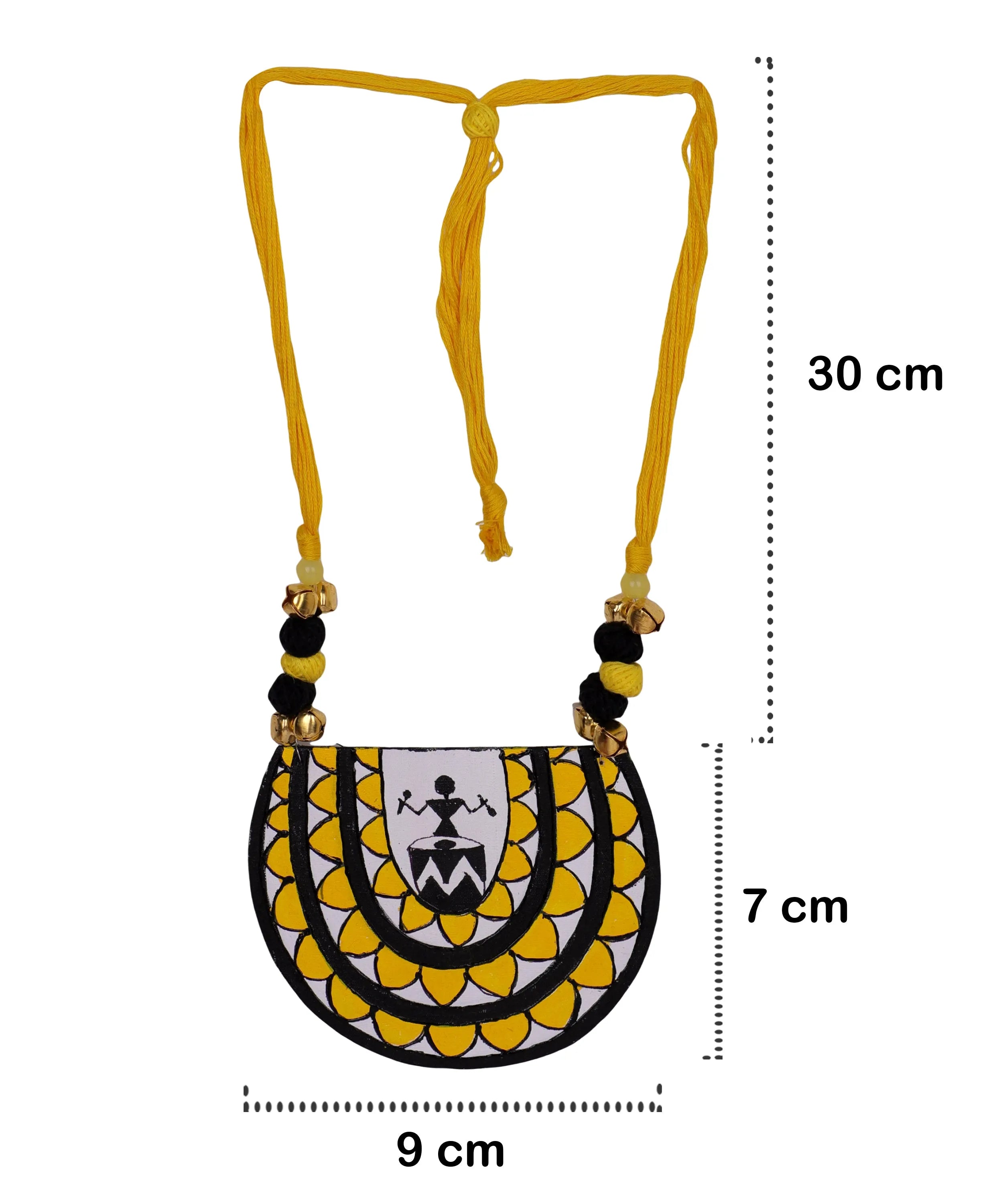 Dhaaki Yellow Classic Hand Painted (Necklace) HP-NP-032 - KHOJ.CITY