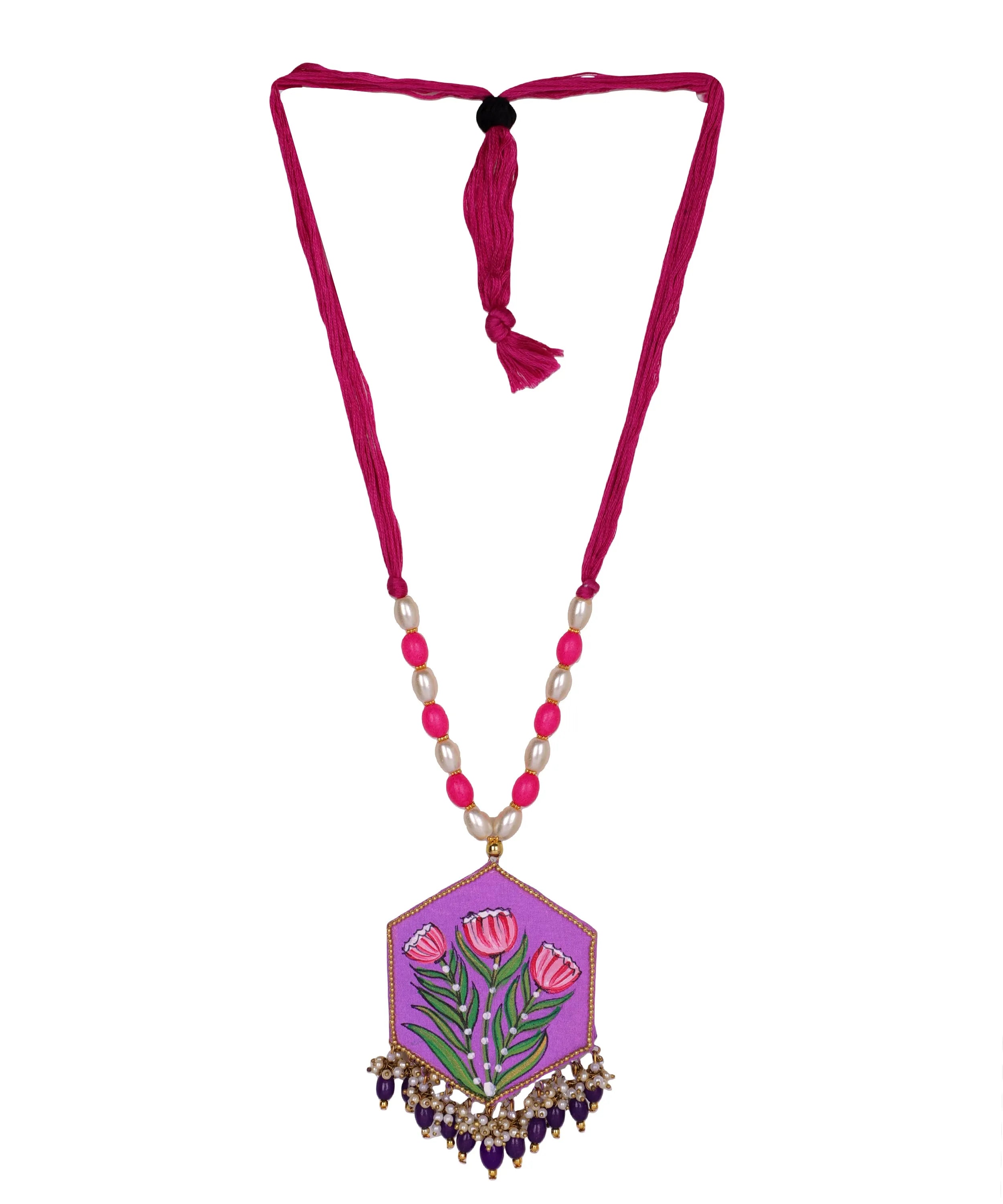 Dianthus Classic Multi Color Hand Painted (Necklace) HP-NP-034 - KHOJ.CITY
