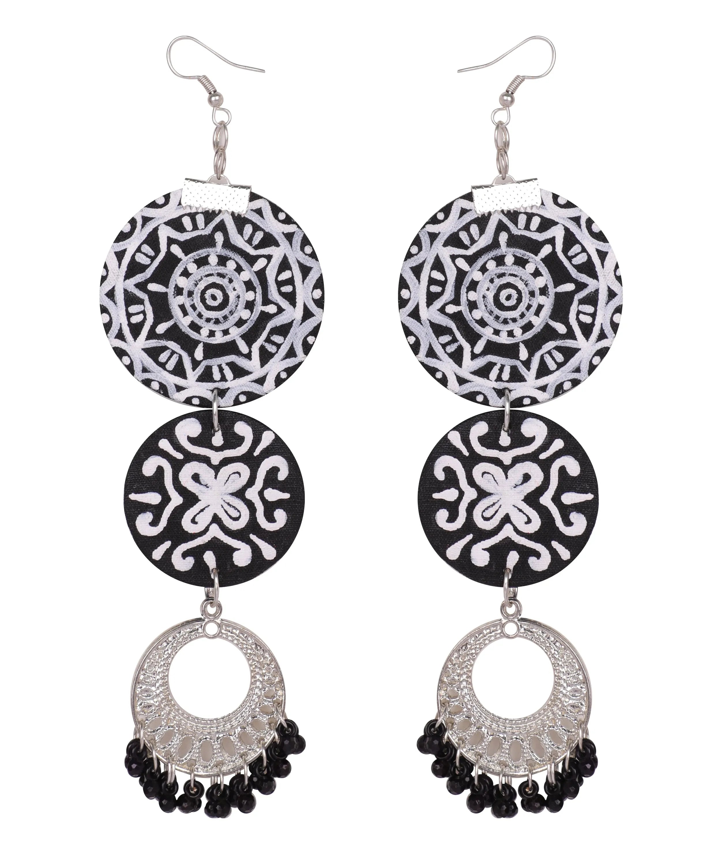 Dijul Black Hand Painted Drop (Earrings) HP-ER-054 - KHOJ.CITY
