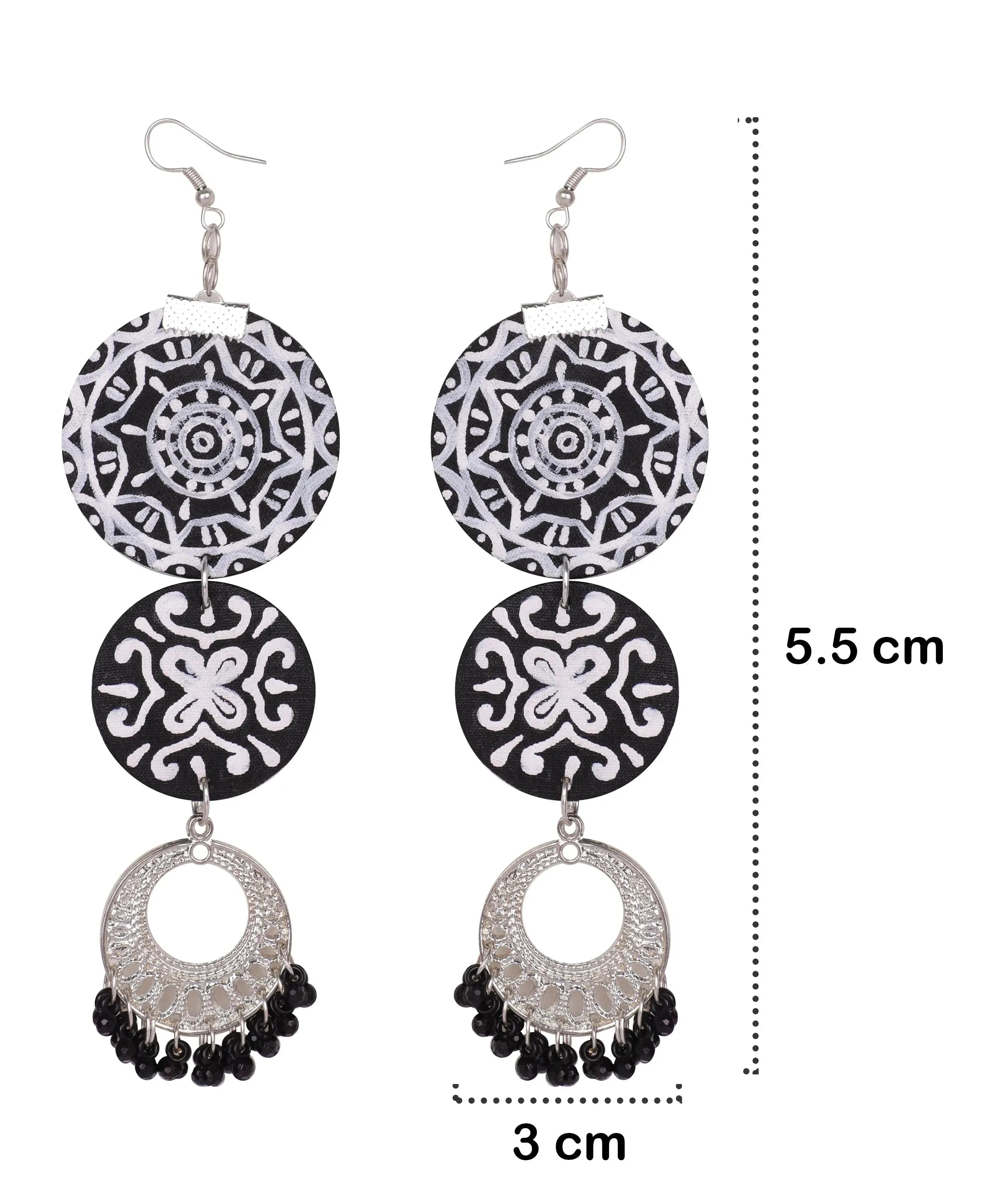 Dijul Black Hand Painted Drop (Necklace set) HP-NP-183 - KHOJ.CITY