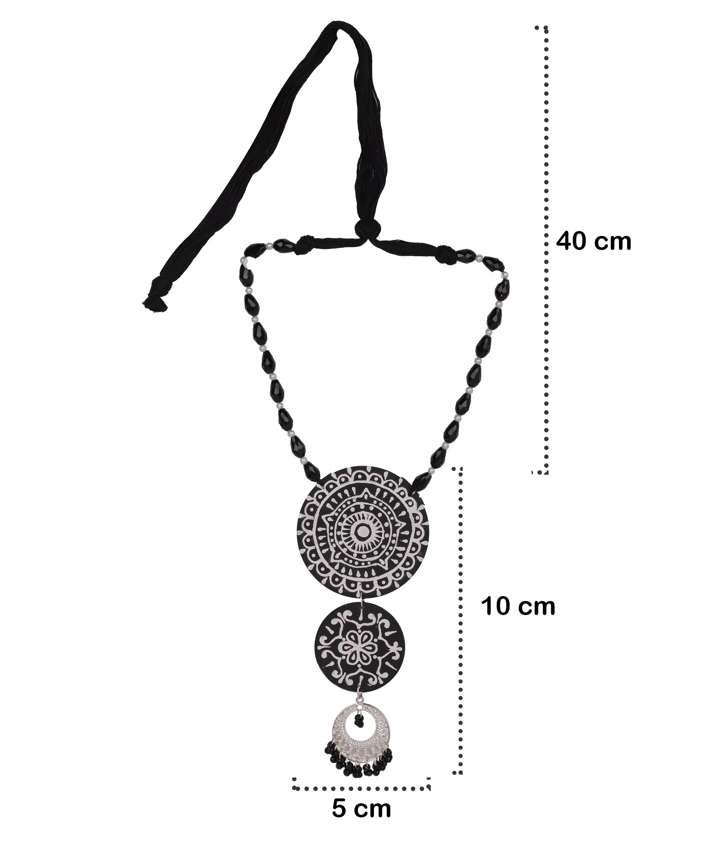 Dijul Black Hand Painted Drop (Necklace) HP-NP-184 - KHOJ.CITY