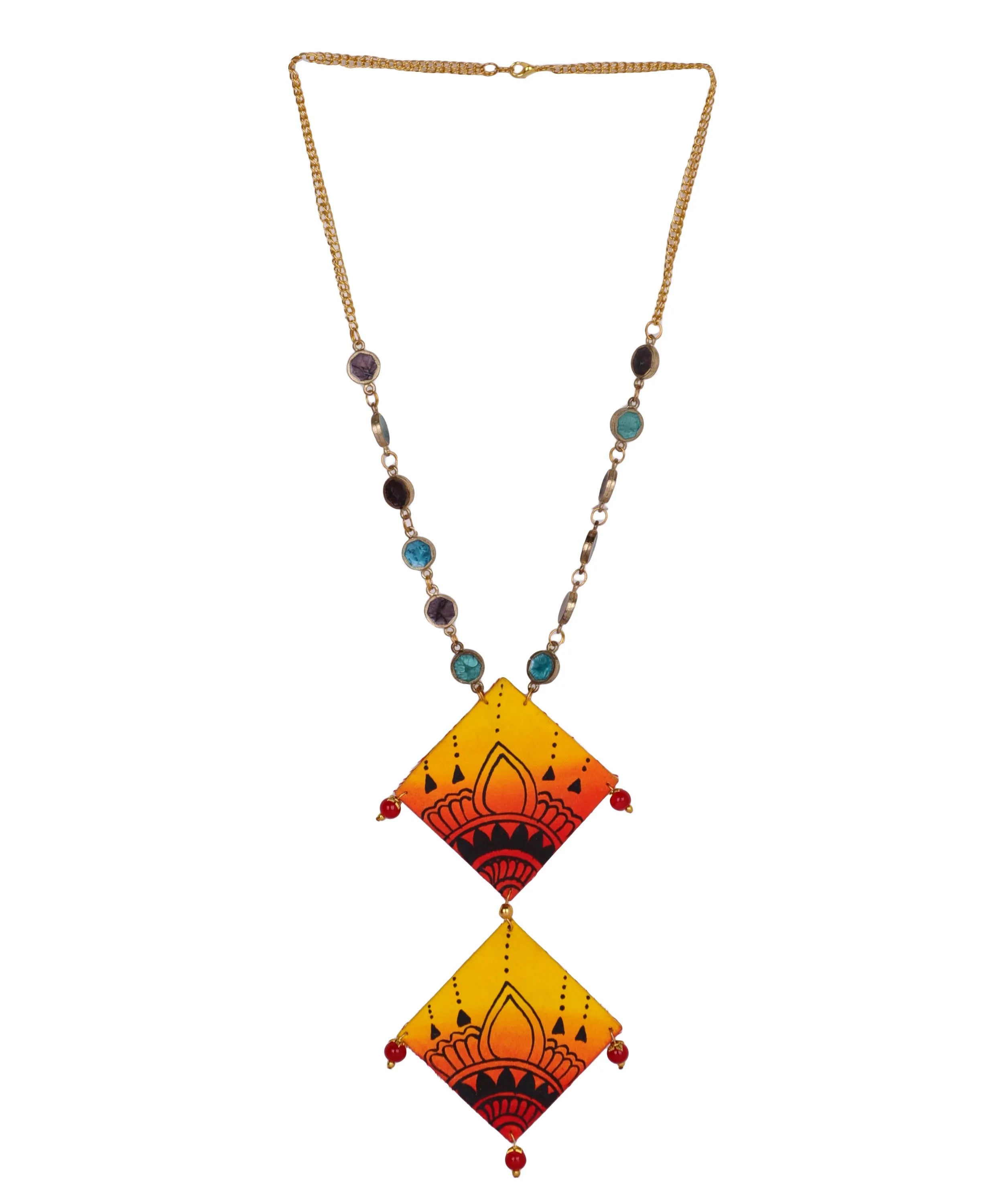 Ela Classic Multi Color Hand Painted (Necklace) HP-NP-038 - KHOJ.CITY