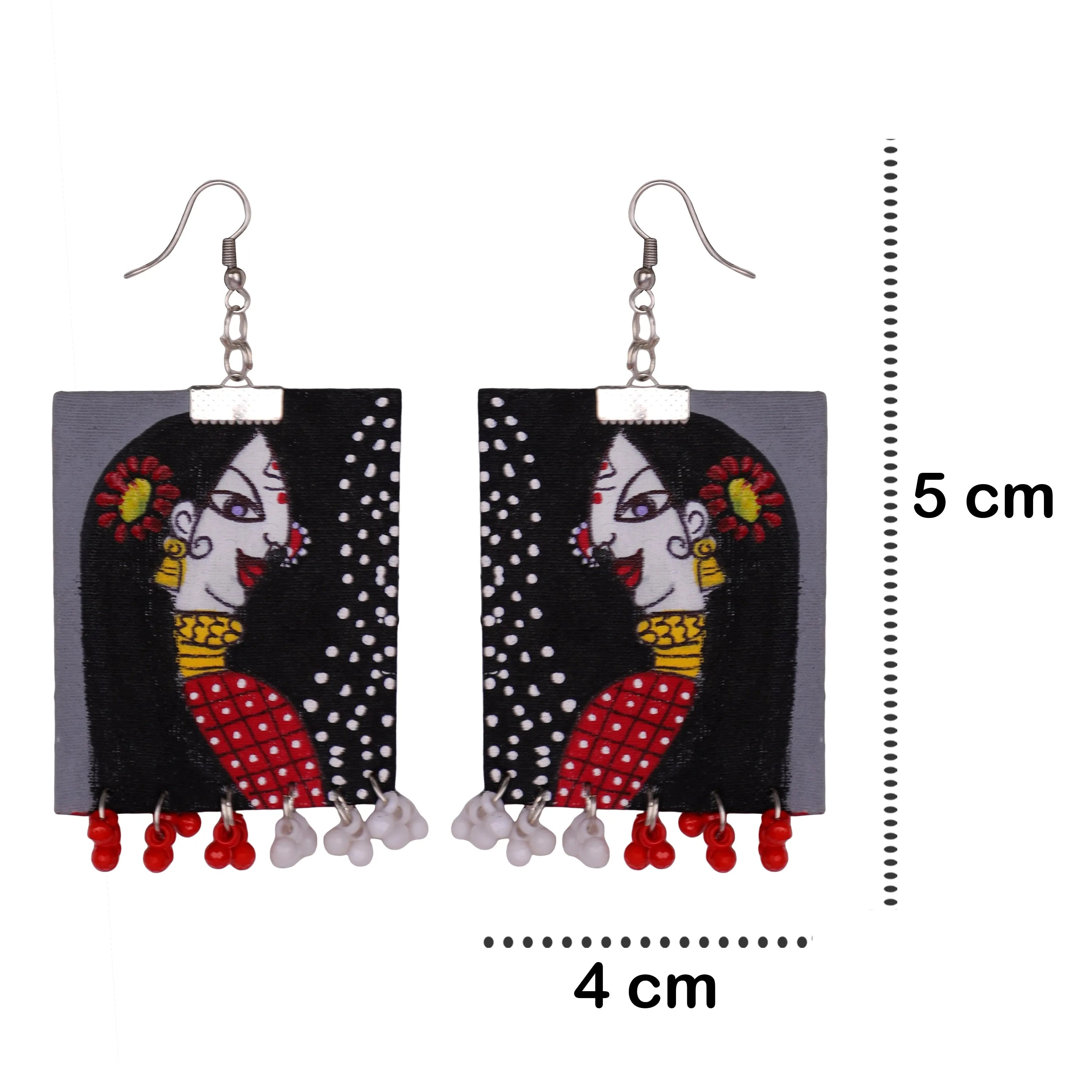 Freya Modern Multi Color Hand Painted Drop (Earrings) HP-ER-063 - KHOJ.CITY
