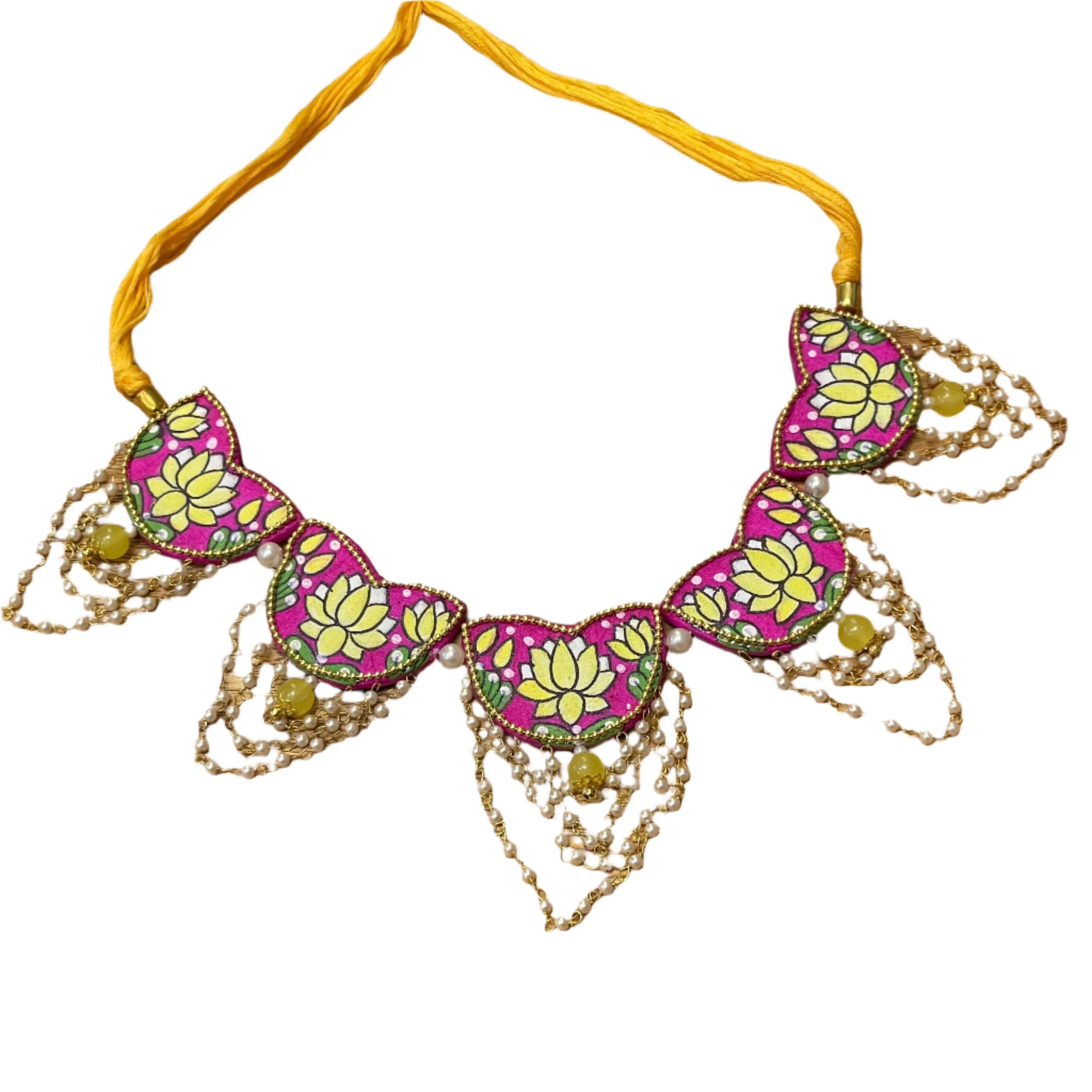 Kaatyayani Classic Dark Pink Hand Painted (Choker) HP-NP-050 - KHOJ.CITY