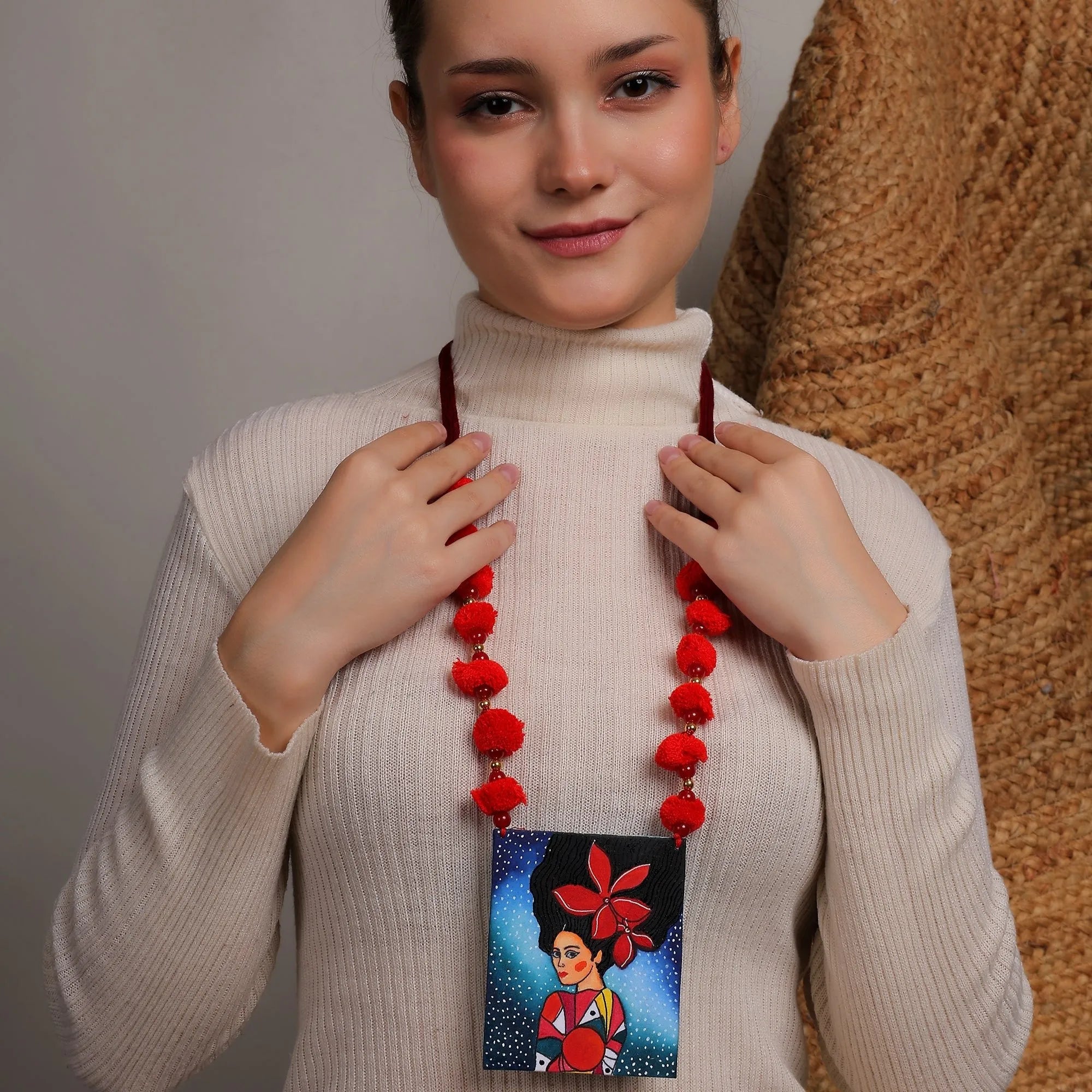 Galaxy Urban Naari Bohemian Multi Color Hand Painted (Necklace) HP-NP-109 - KHOJ.CITY