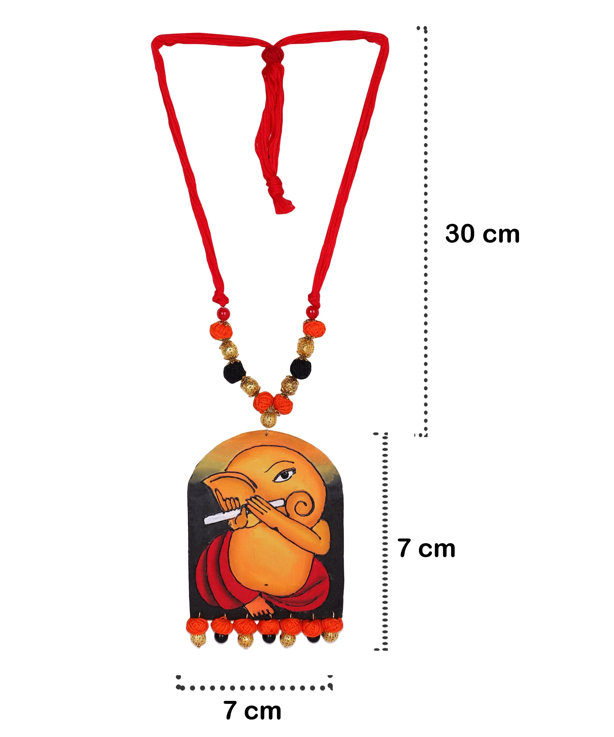 Ganapati Mumbai Cha Ganesha Traditional Multi Color Hand Painted (Necklace) HP-NP-144 - KHOJ.CITY