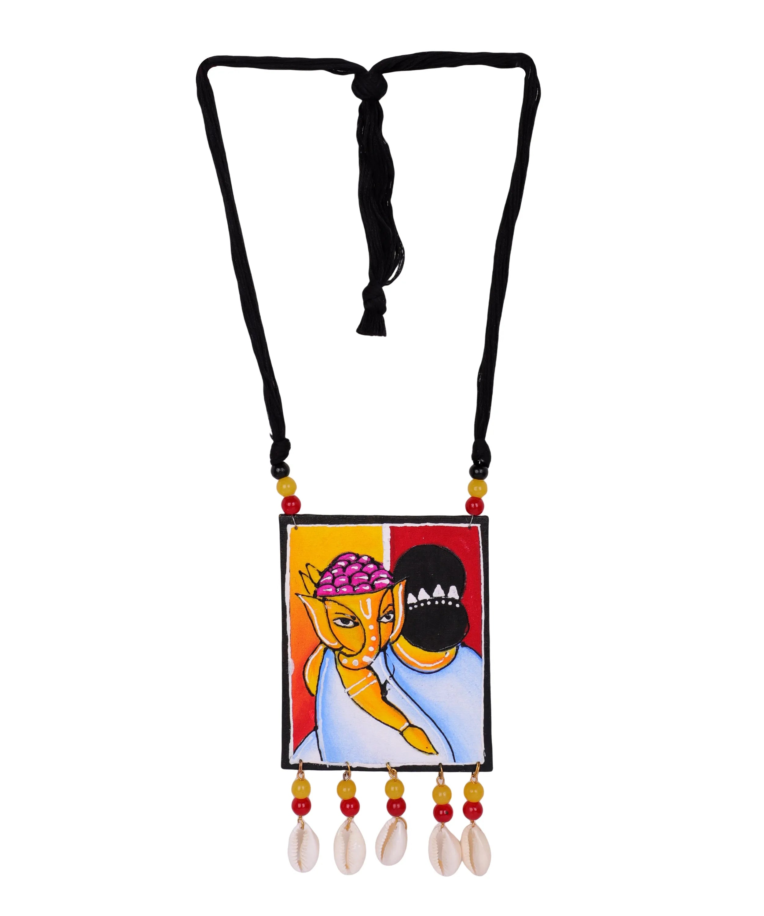 Gaurisuta Mumbai Cha Ganesha Traditional Multi Color Hand Painted (Necklace Set) HP-NP-136 - KHOJ.CITY