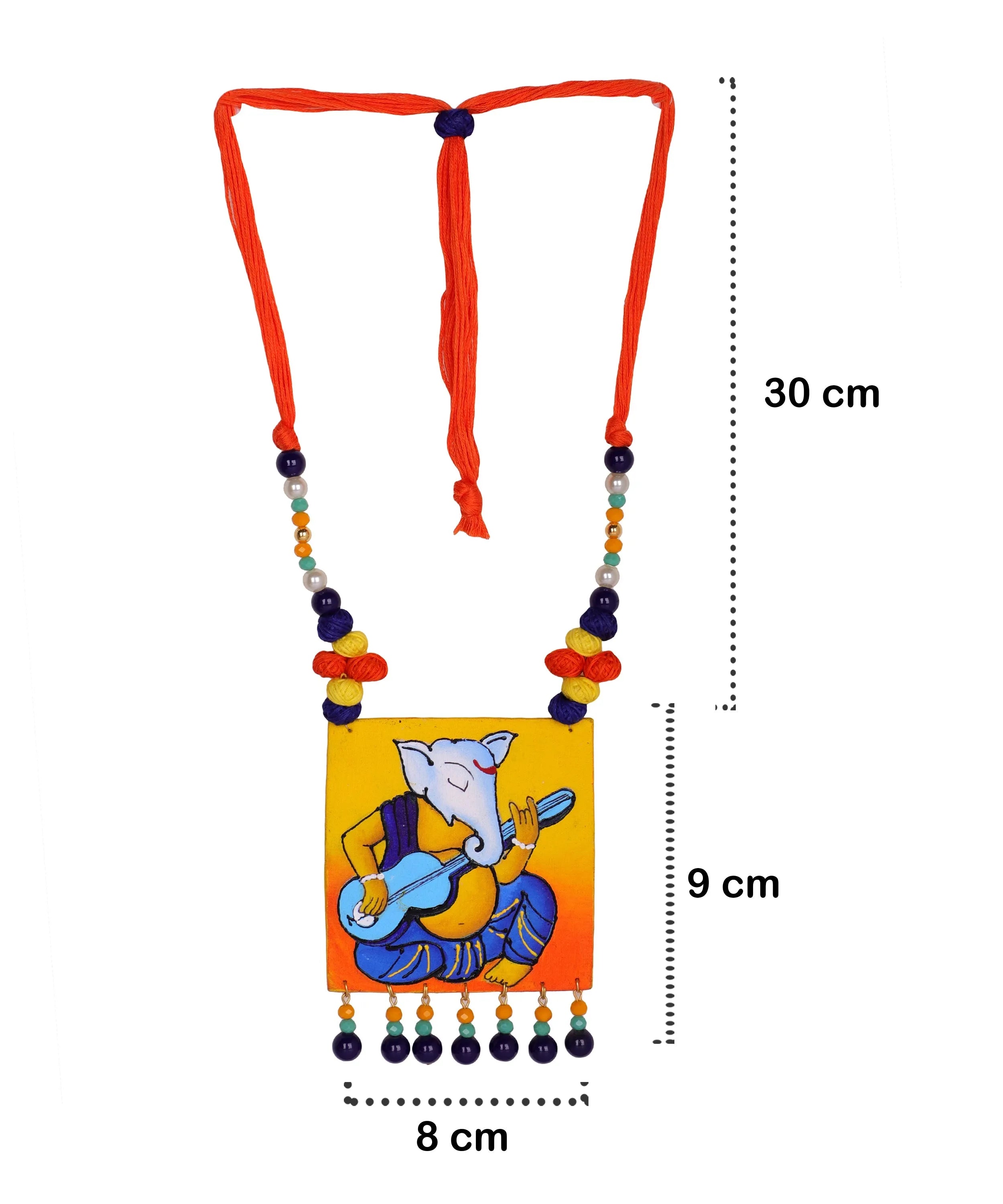 Geet Mumbai Cha Ganesha Traditional Multi Color Hand Painted (Necklace) HP-NP-145 - KHOJ.CITY