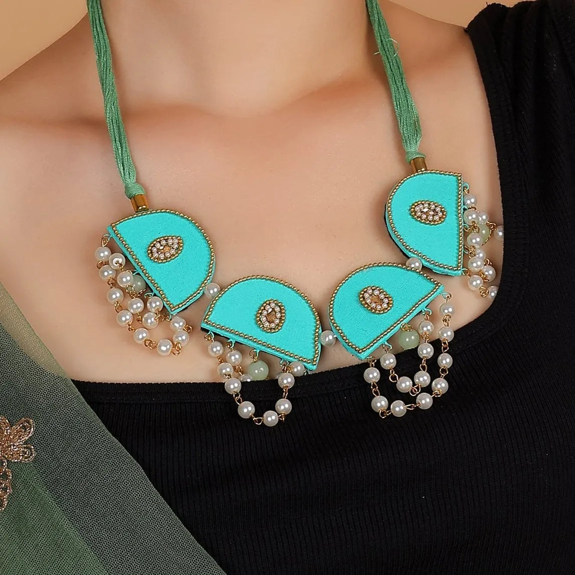 Green Dome Classic Multi Color Handmade (Choker) HM-NP-005 - KHOJ.CITY