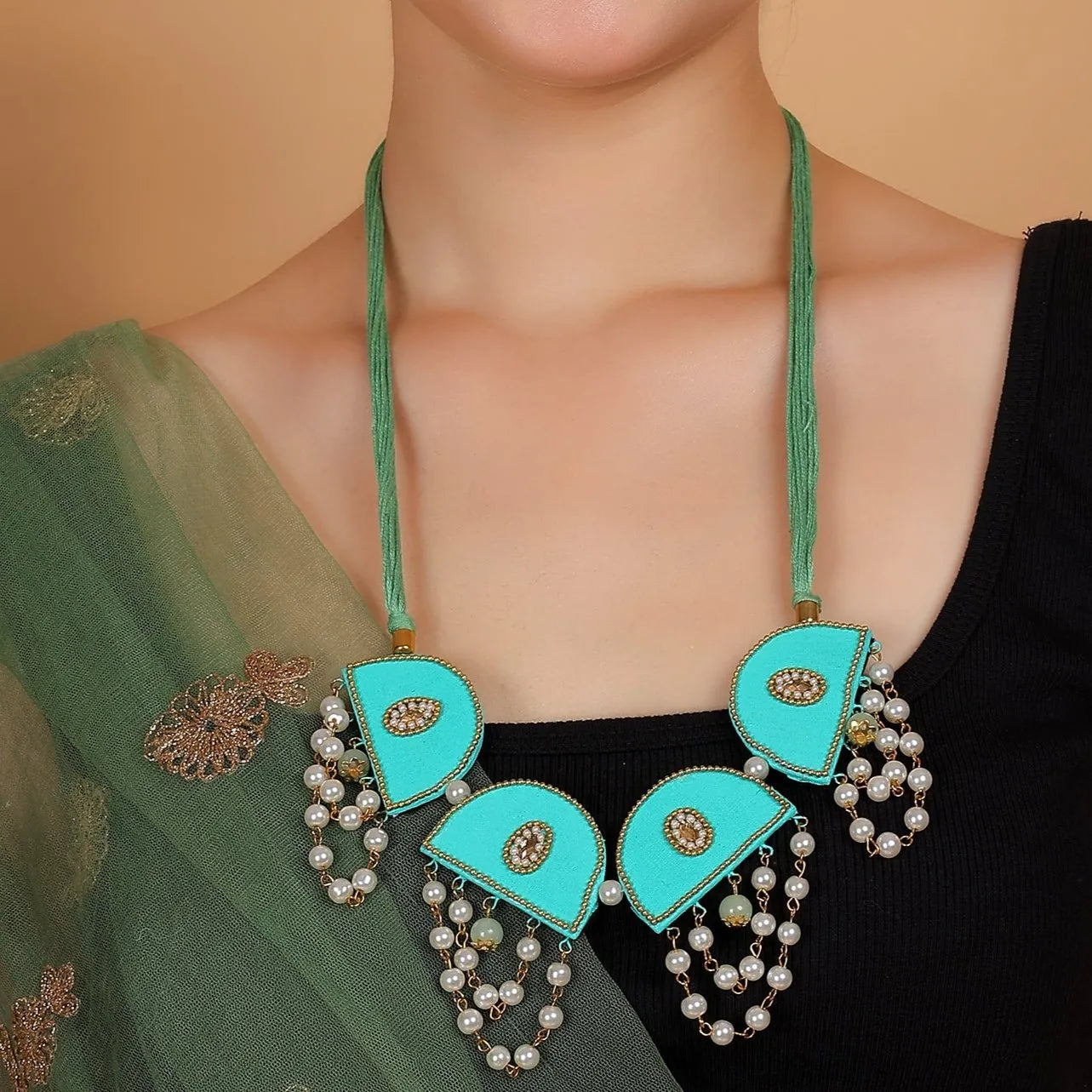 Green Dome Classic Multi Color Handmade (Choker Set) HM-NP-188 - KHOJ.CITY