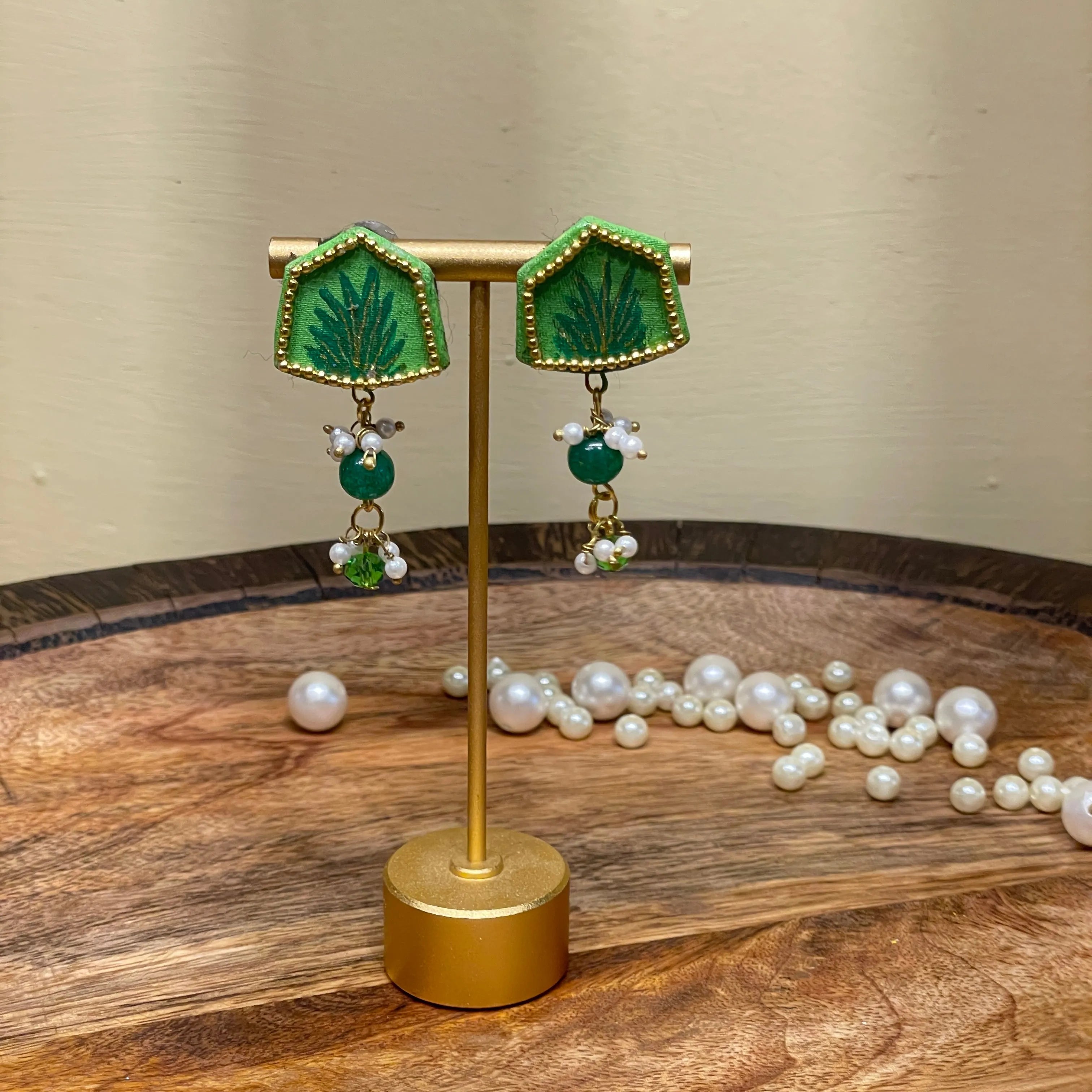 Reni Mini Classic Green Handmade Stud (Earrings) HP-ER- - KHOJ.CITY