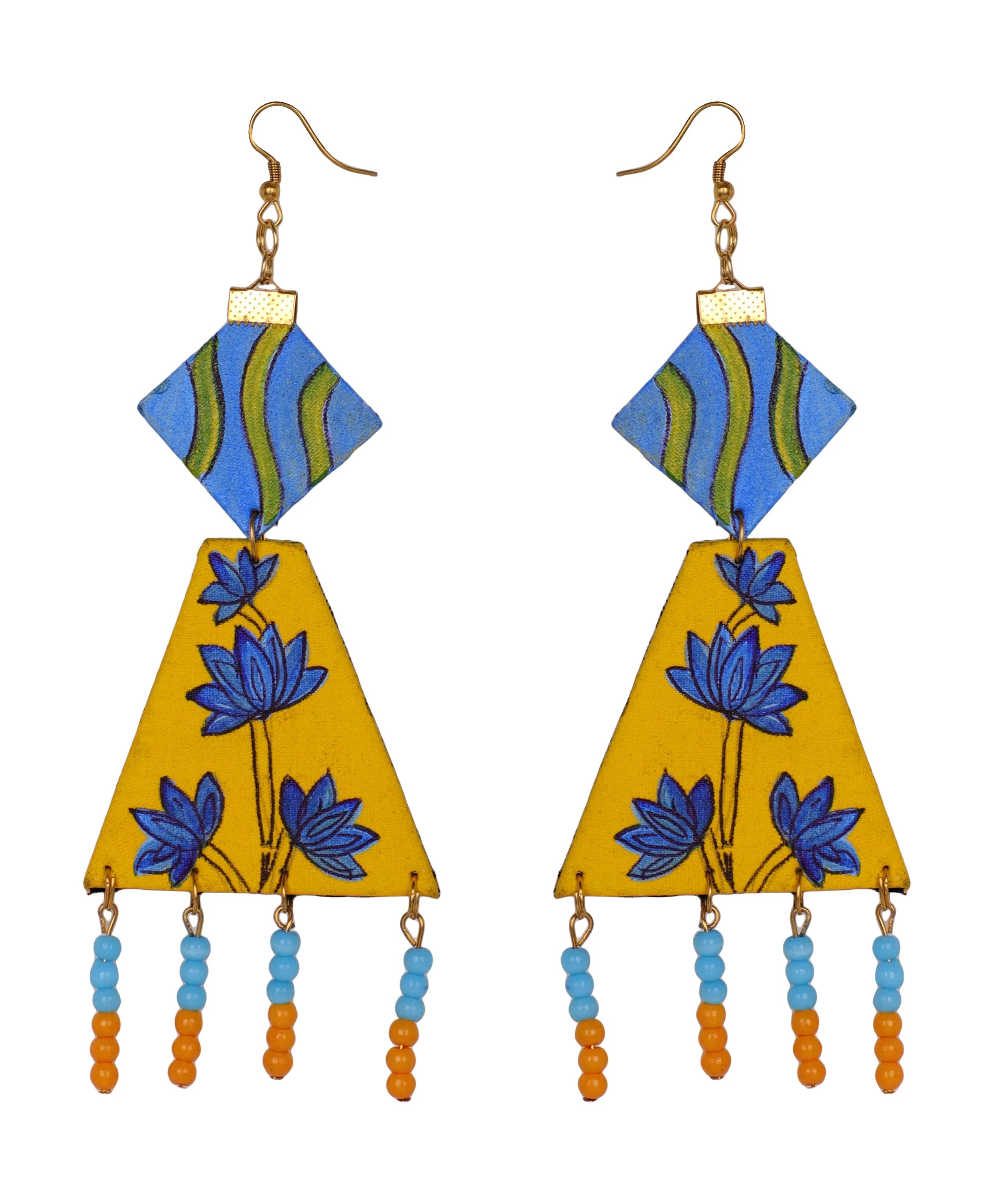 Hana Traditional Multi Color Hand Painted Drop (Earrings) HP-ER-066 - KHOJ.CITY