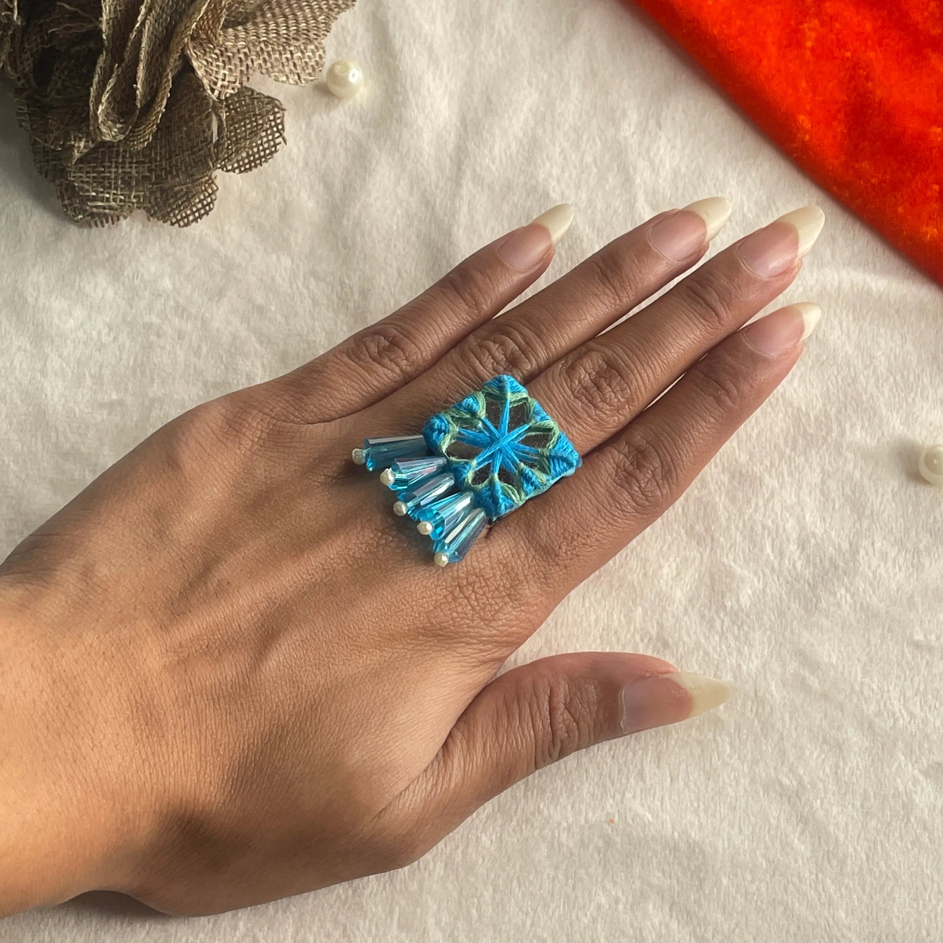 Denim Bloom Classic Multi Color Handmade (Ring) HM-RG-004 - KHOJ.CITY