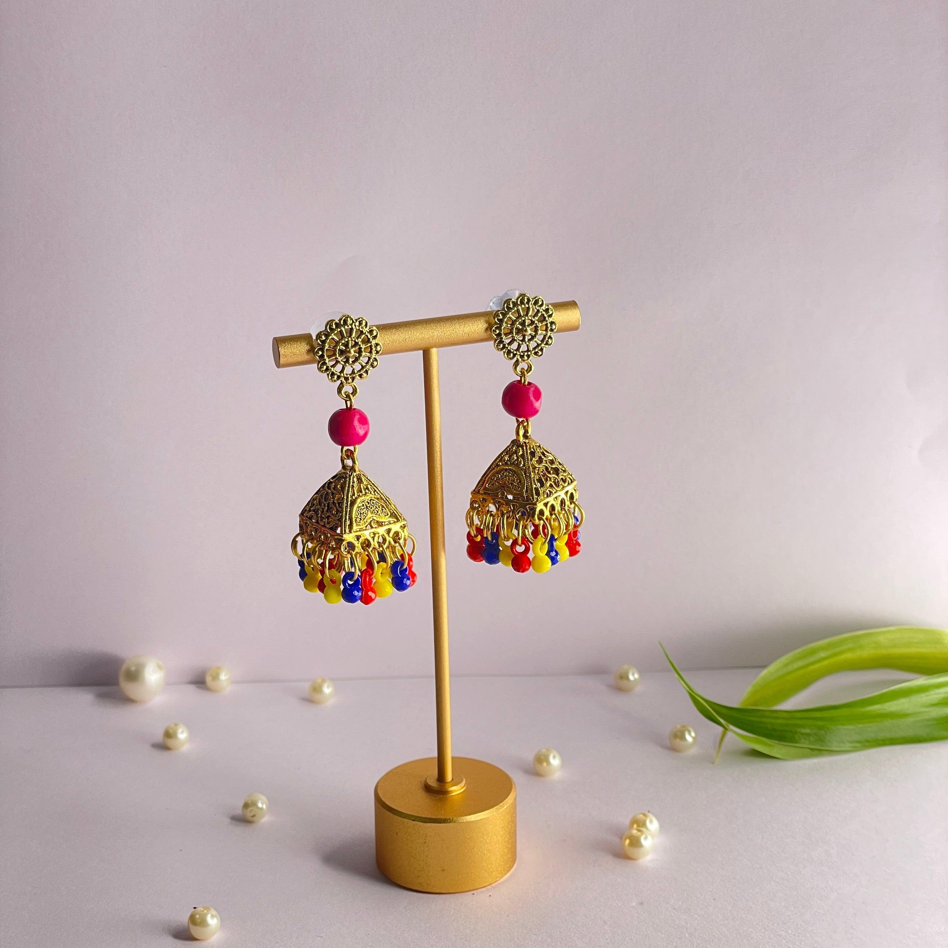 Oxidised Charms Multi Color Handmade Drop (Earrings) HM-ER-014 - KHOJ.CITY