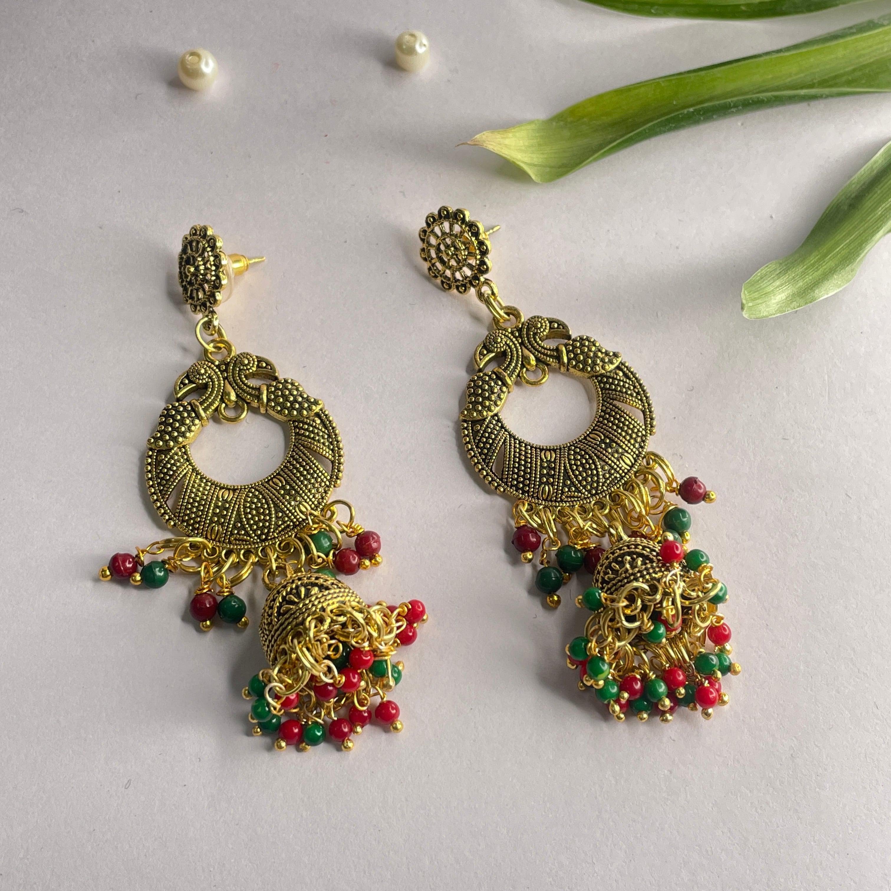 Oxidised Charms Multi Color Handmade Drop (Earrings) HM-ER-020 - KHOJ.CITY