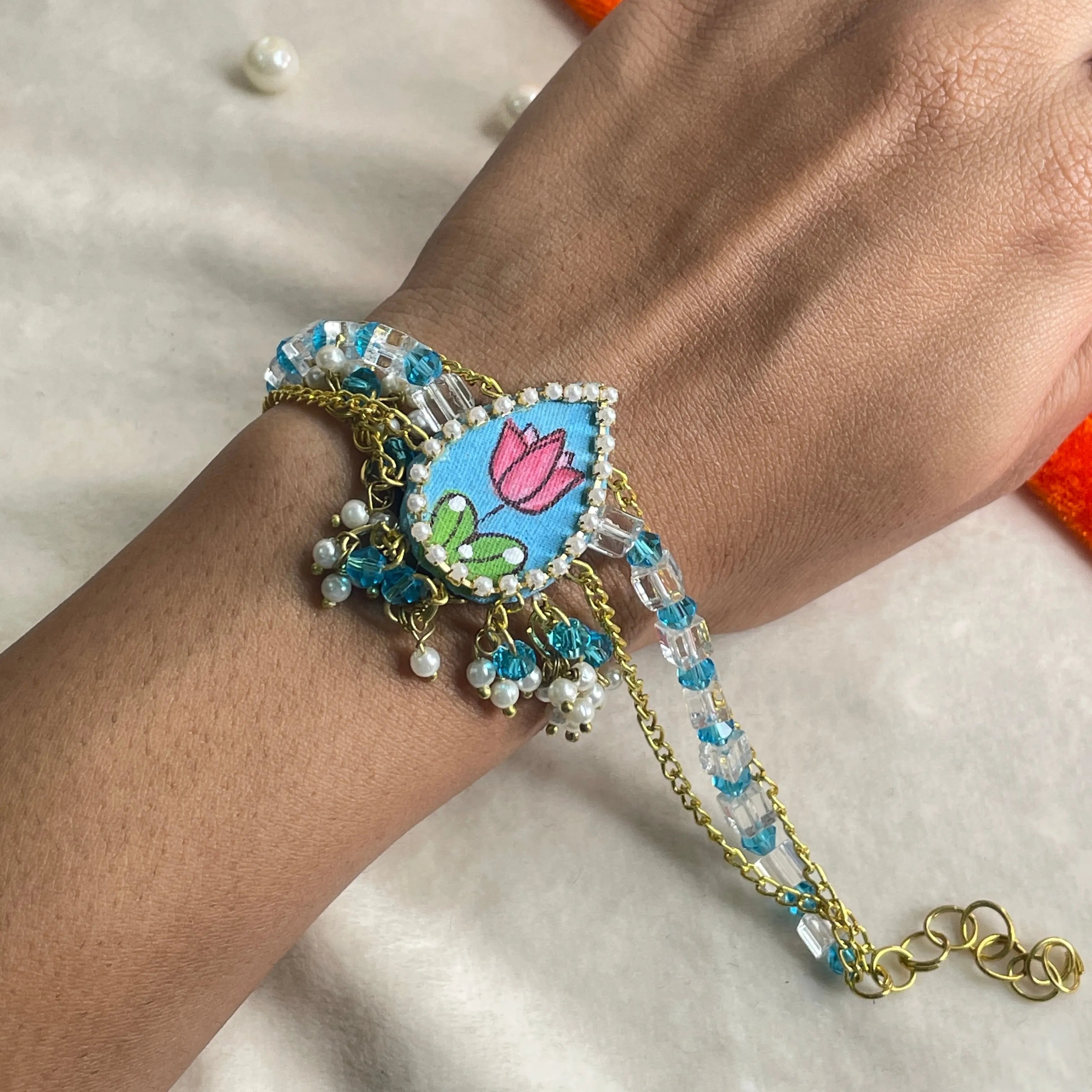 Sapphire Traditional Multi Color Hand Painted (Bracelet) HP-BR-003 - KHOJ.CITY