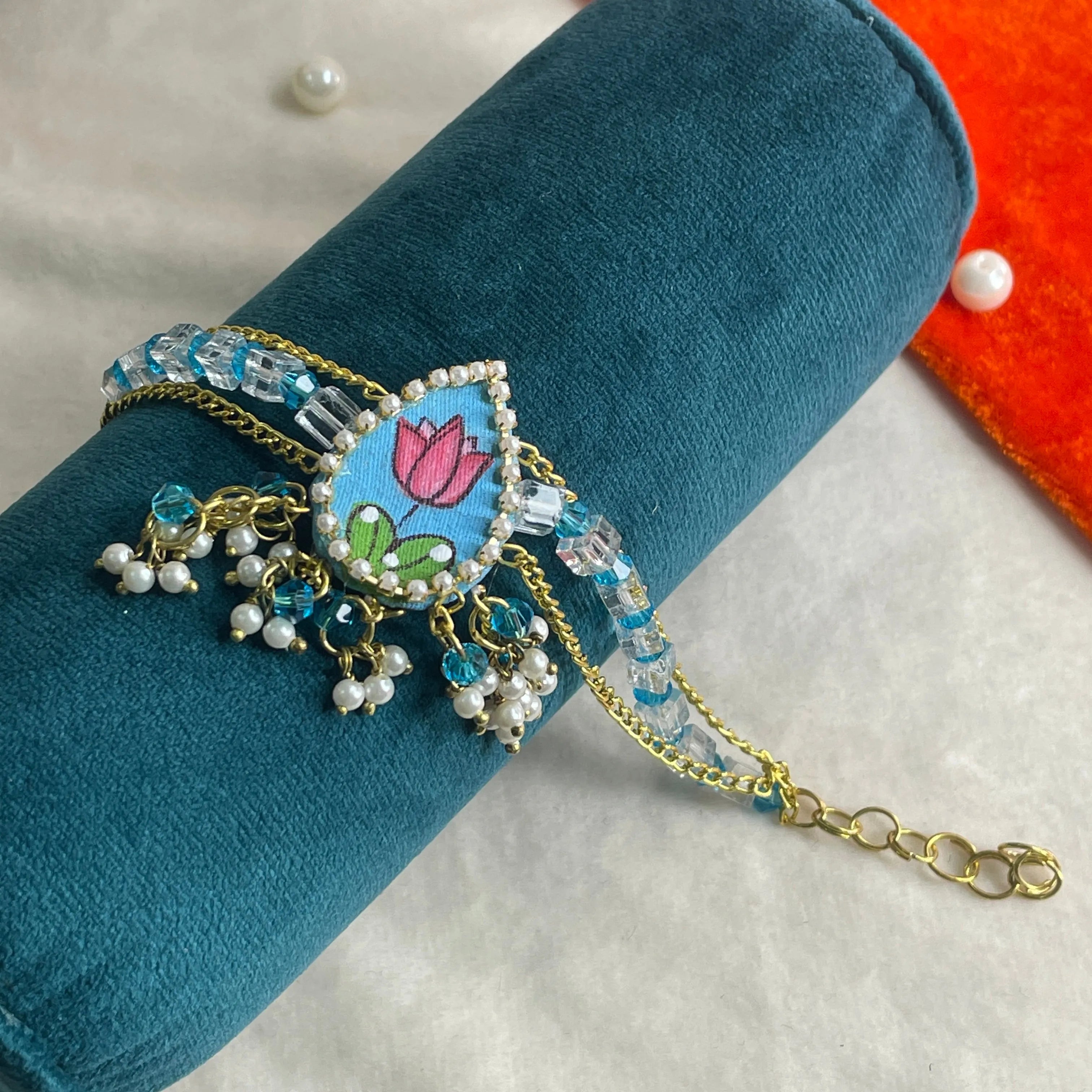 Sapphire Traditional Multi Color Hand Painted (Bracelet) HP-BR-003 - KHOJ.CITY