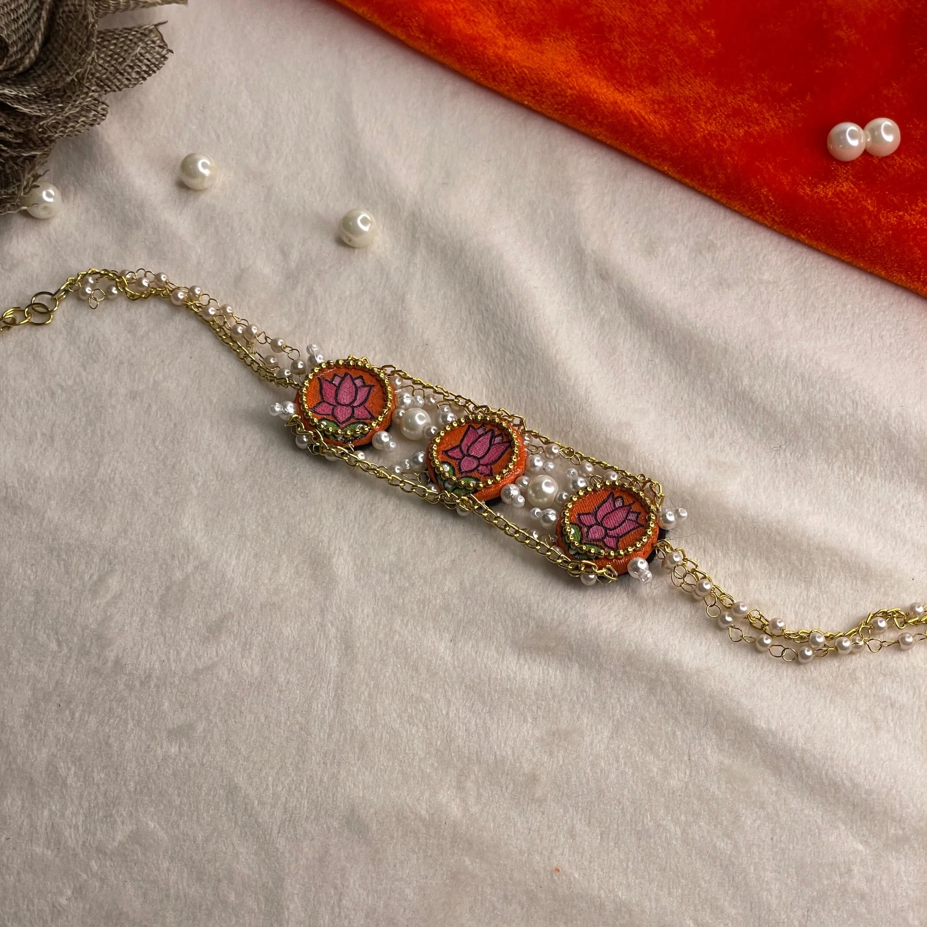 Ochre Traditional Multi Color Hand Painted (Bracelet) HP-BR-007 - KHOJ.CITY