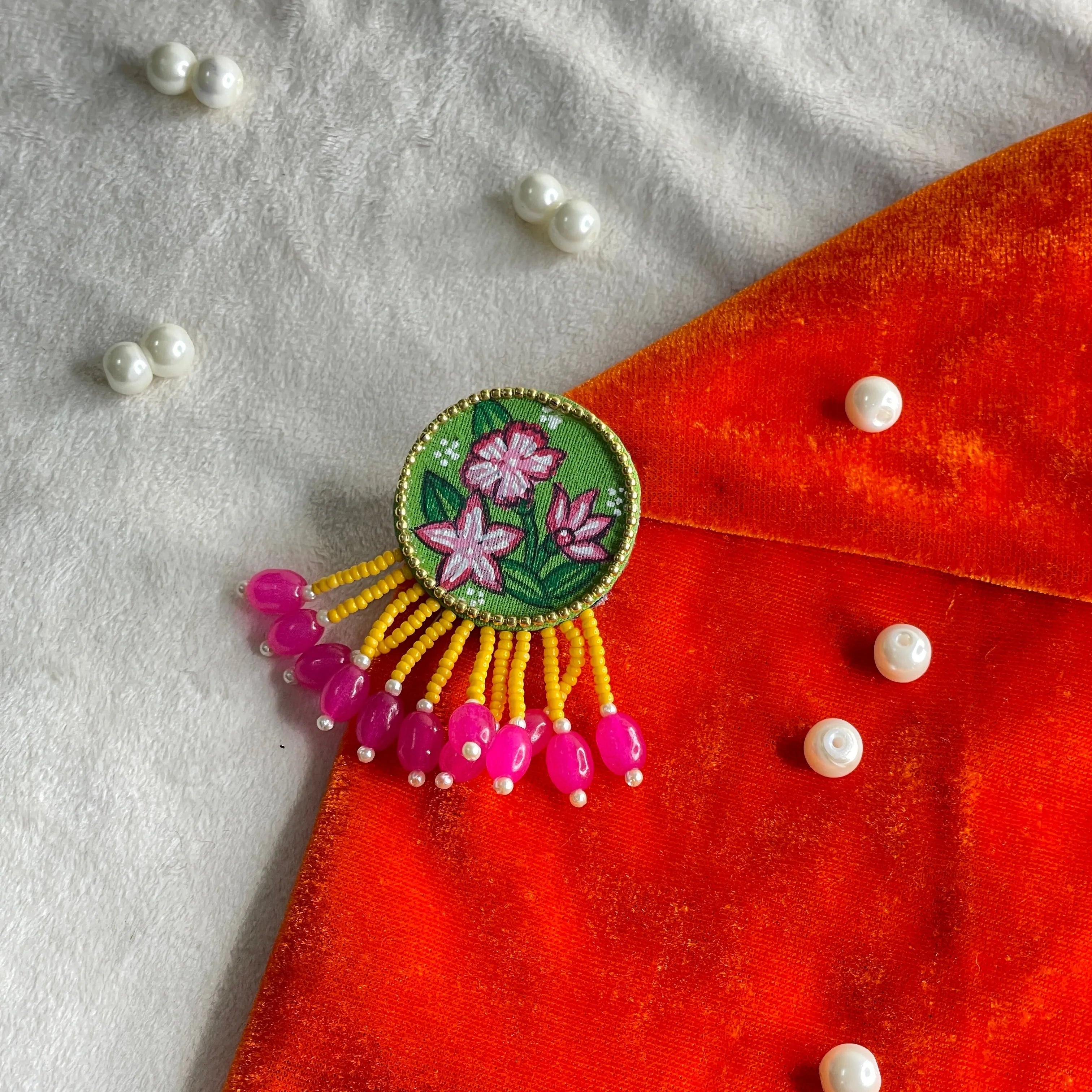 Leafy Classic Multi Color Hand Painted (Brooch) HP-BRO-007 - KHOJ.CITY